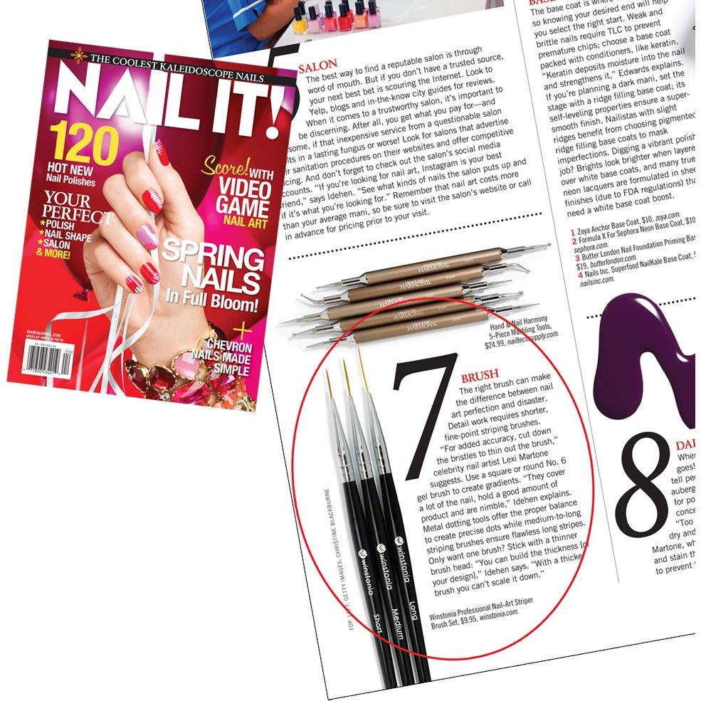 Set de Pinceles de Arte de Uñas Winstonia 3 Pcs - Precisión y Versatilidad