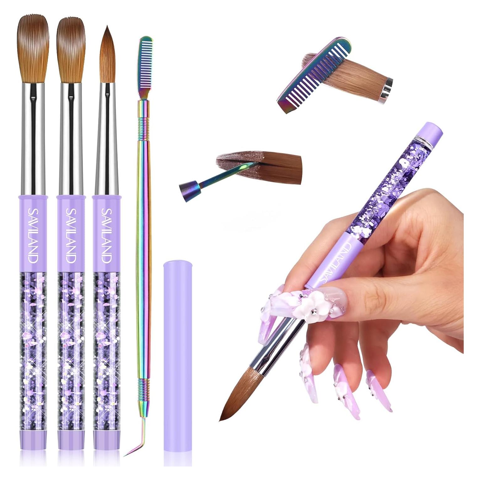 Juego de Pinceles Acrílicos SAVILAND 6, 10, 14 con Limpieza