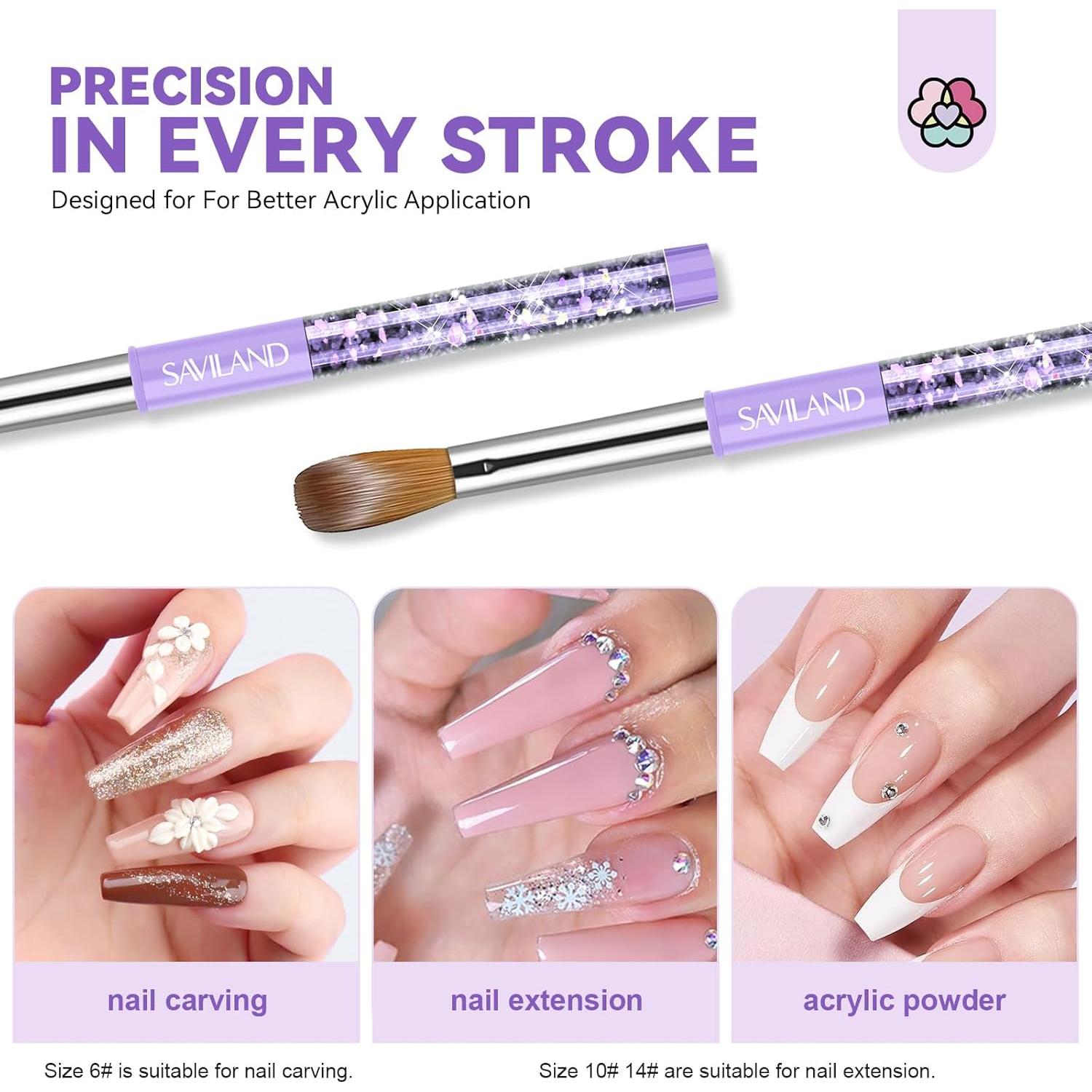Juego de Pinceles Acrílicos SAVILAND 6, 10, 14 con Limpieza