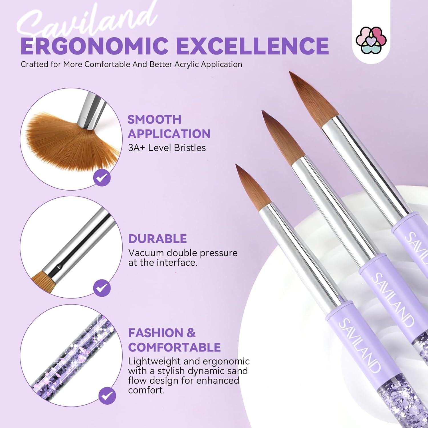 Juego de Pinceles Acrílicos SAVILAND 6, 10, 14 con Limpieza