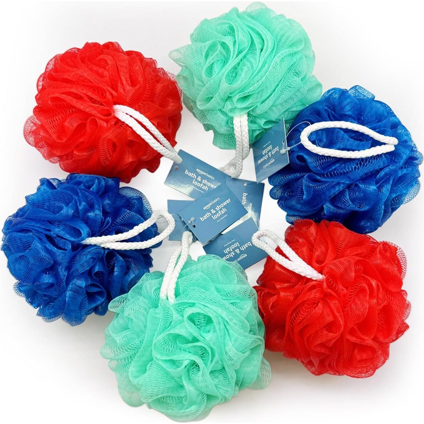 Esponjas de Baño Amazon Basics, Multicolor, Paquete de 6