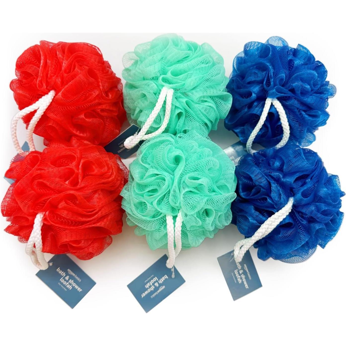 Esponjas de Baño Amazon Basics, Multicolor, Paquete de 6