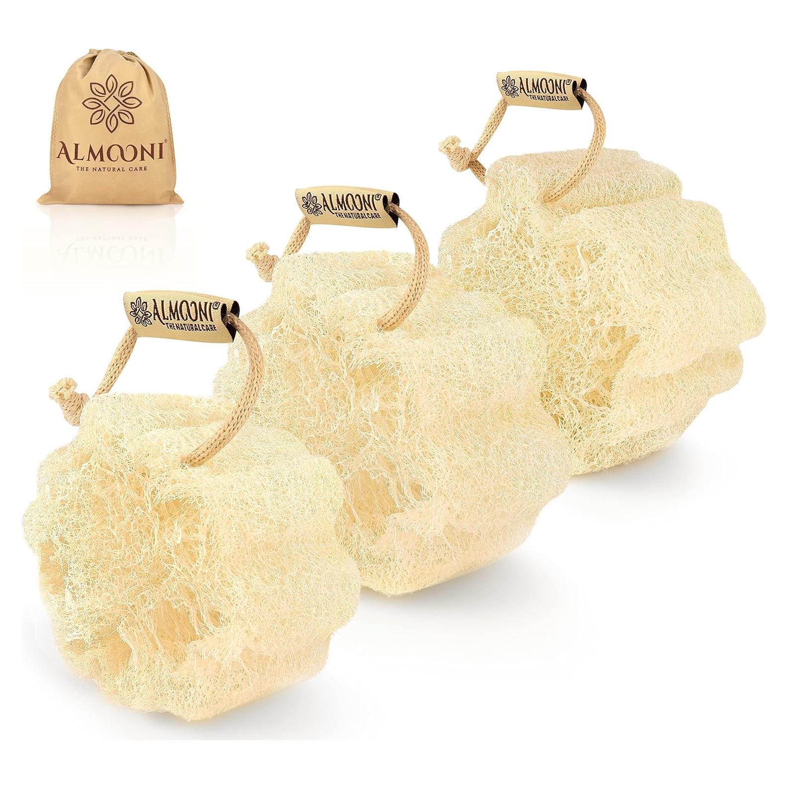 Esponjas de Lufa Natural Almooni - Exfoliantes de Ducha - 3 Unidades