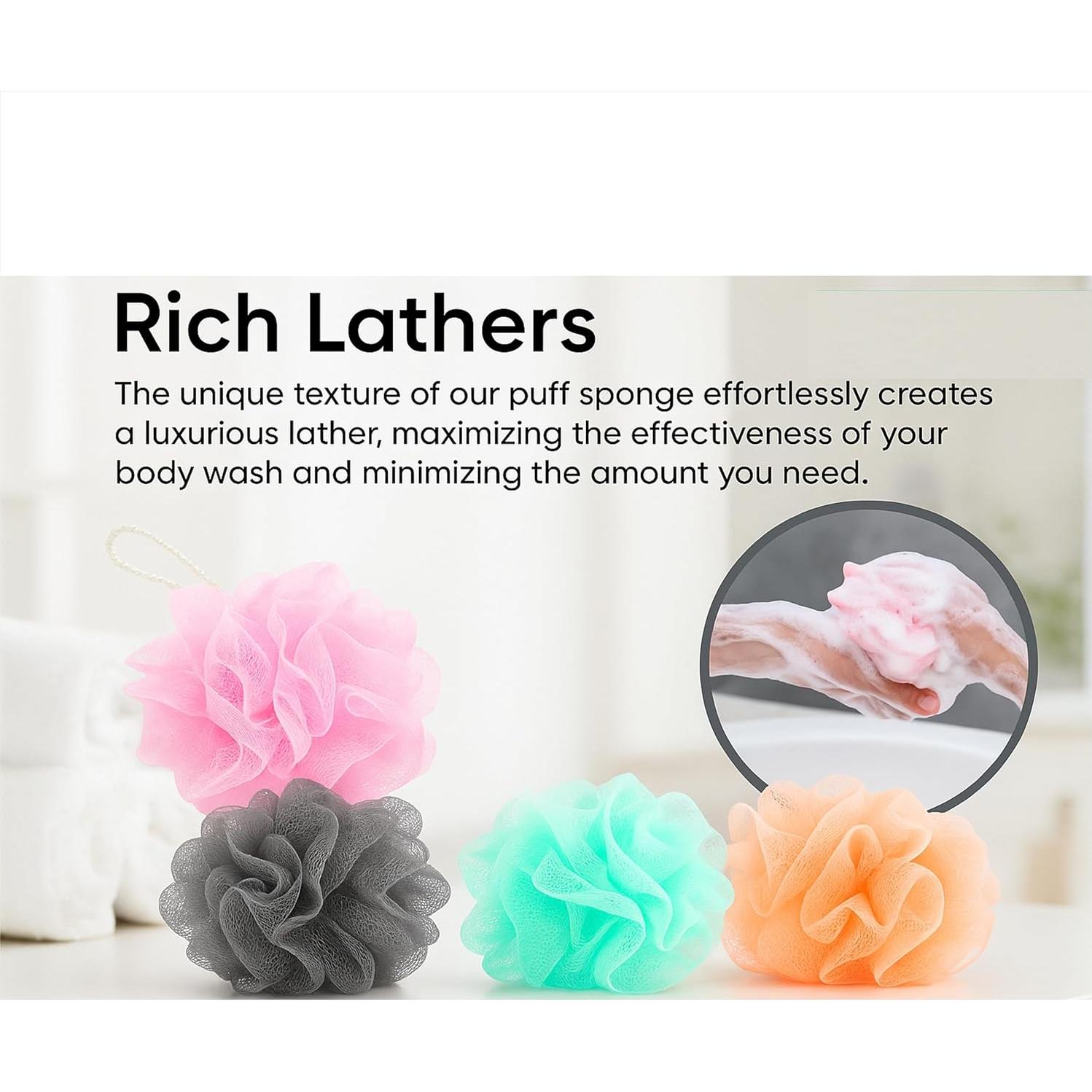 Esponjas de Lufa de Malla Yiffee, Paquete de 8 Coloridas