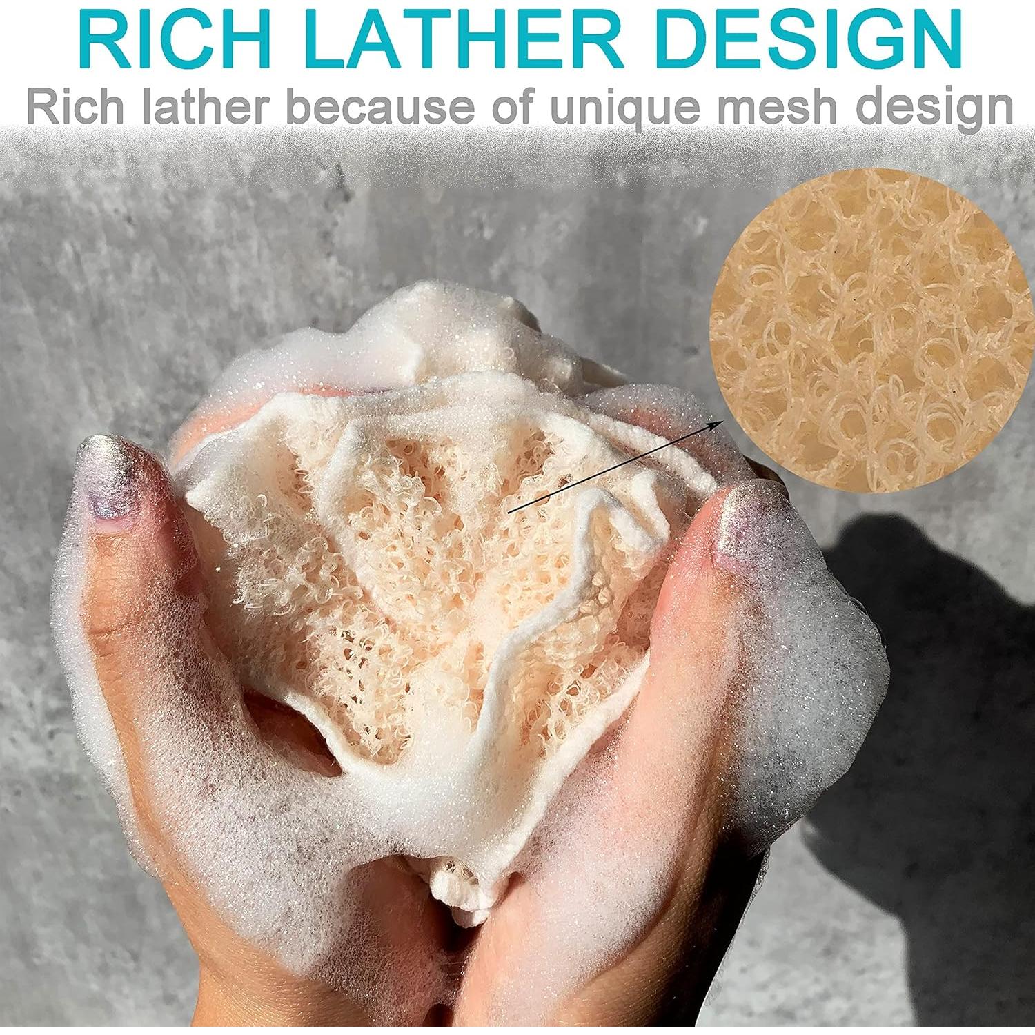 Esponja de Ducha Exfoliante Mr.Cui'shop - Paquete de 4 - 12 cm