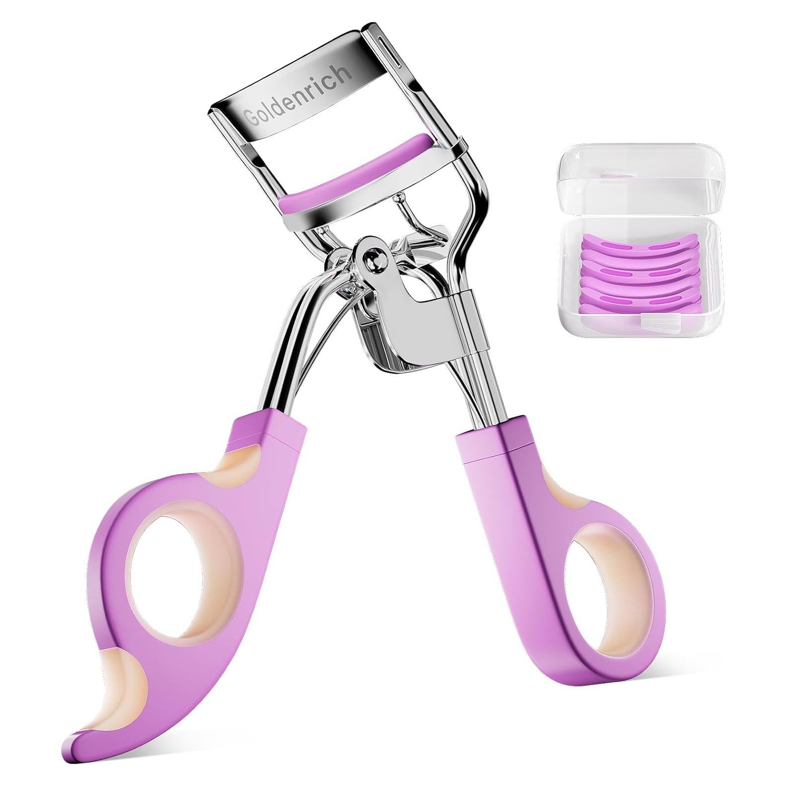 Rizador de Pestañas Ergonomico Goldenrich con 6 Almohadillas