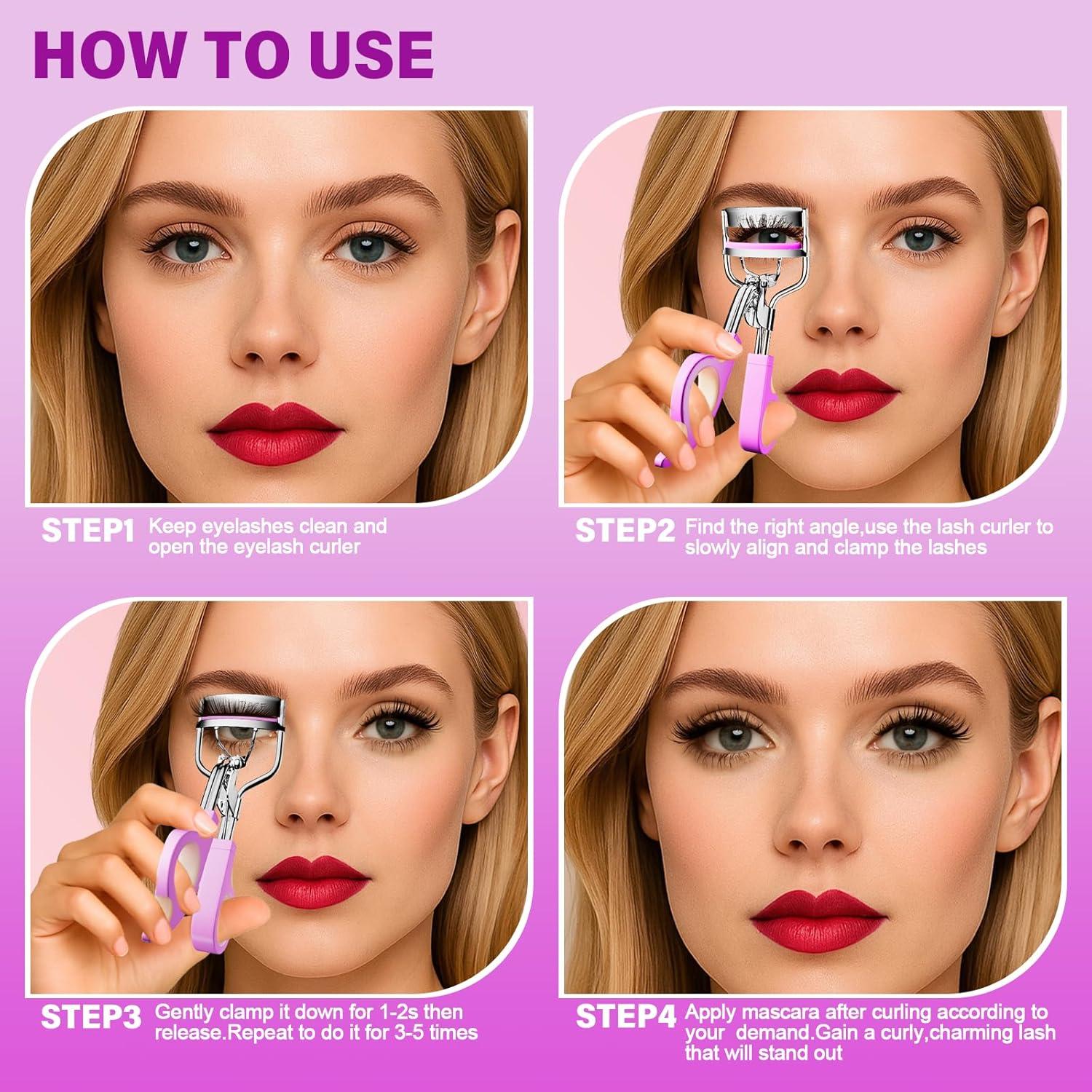 Rizador de Pestañas Ergonomico Goldenrich con 6 Almohadillas