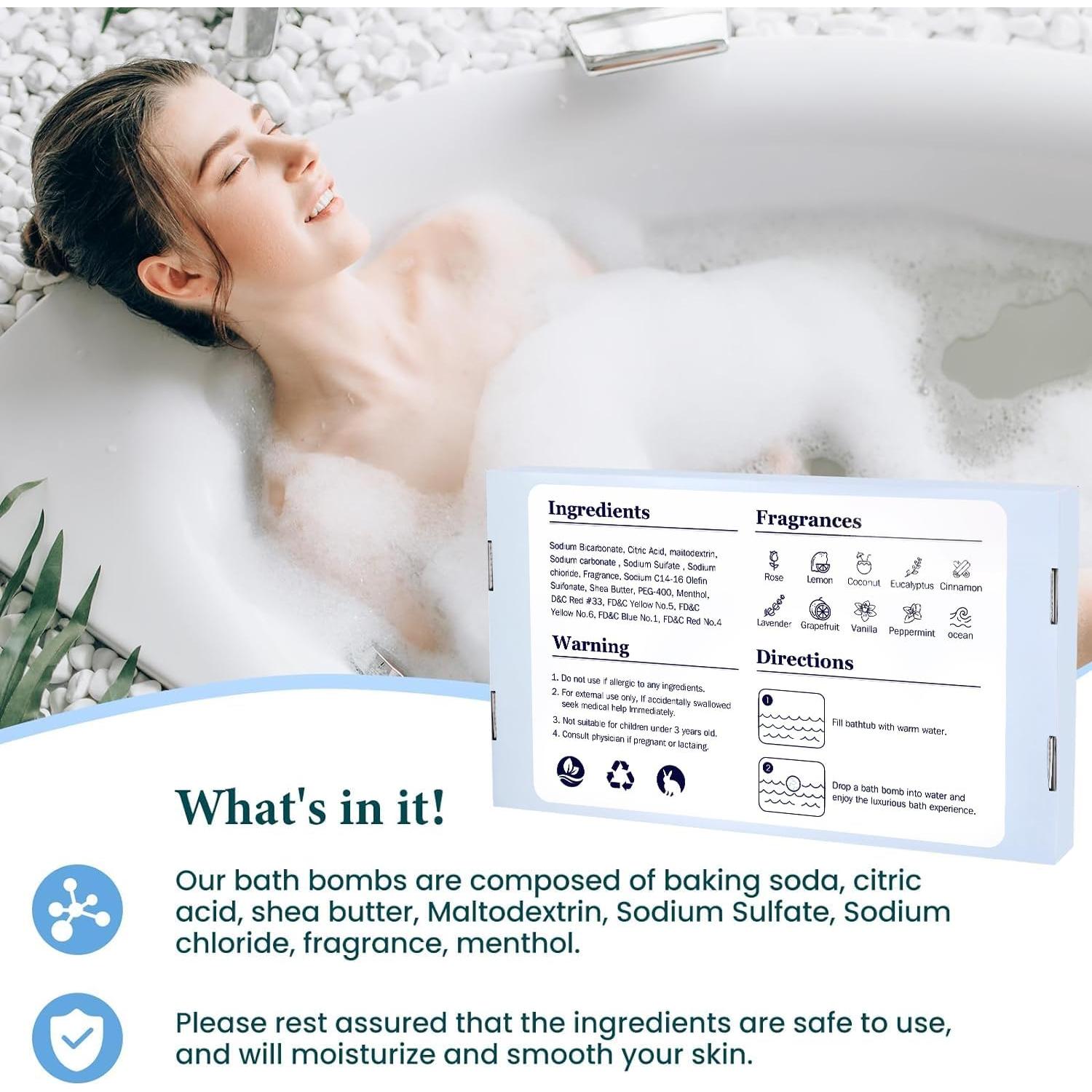 Juego de 50 Bombas de Baño TranquilBliss con 10 Aromas