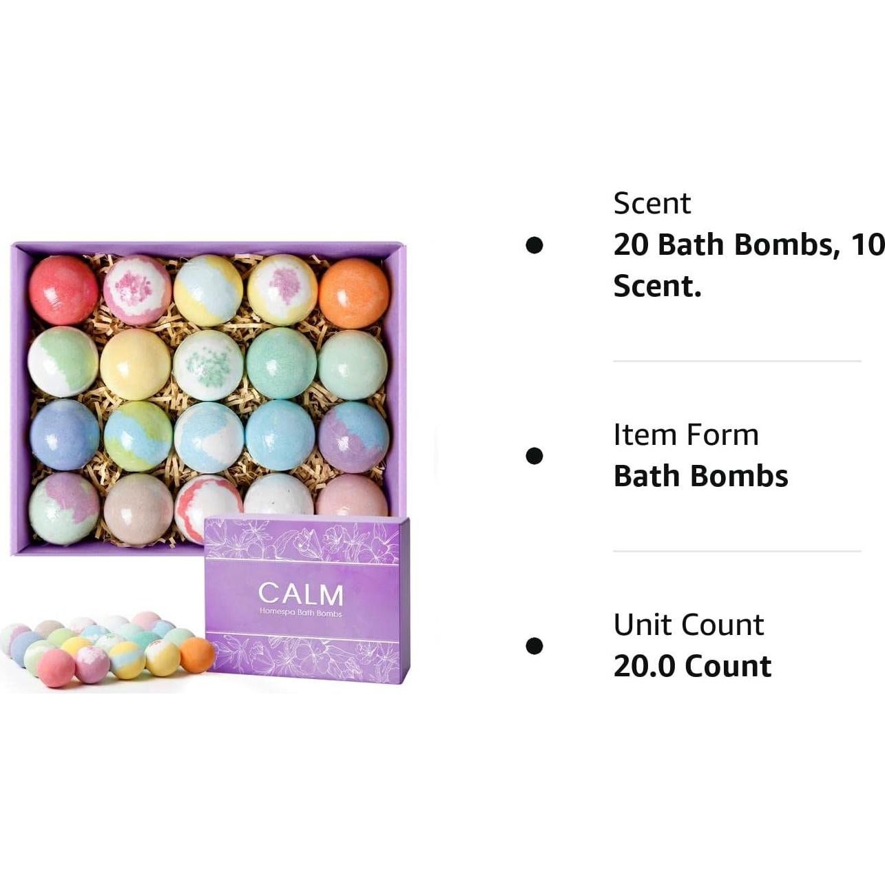 Juego de 20 Bombas de Baño CalmNFiz con Fragancias Naturales