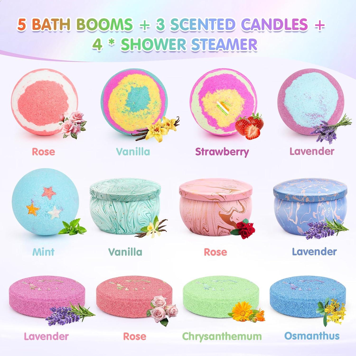 Set de Bombas de Baño y Velas Aromáticas KIYTARBOO - 12 Piezas