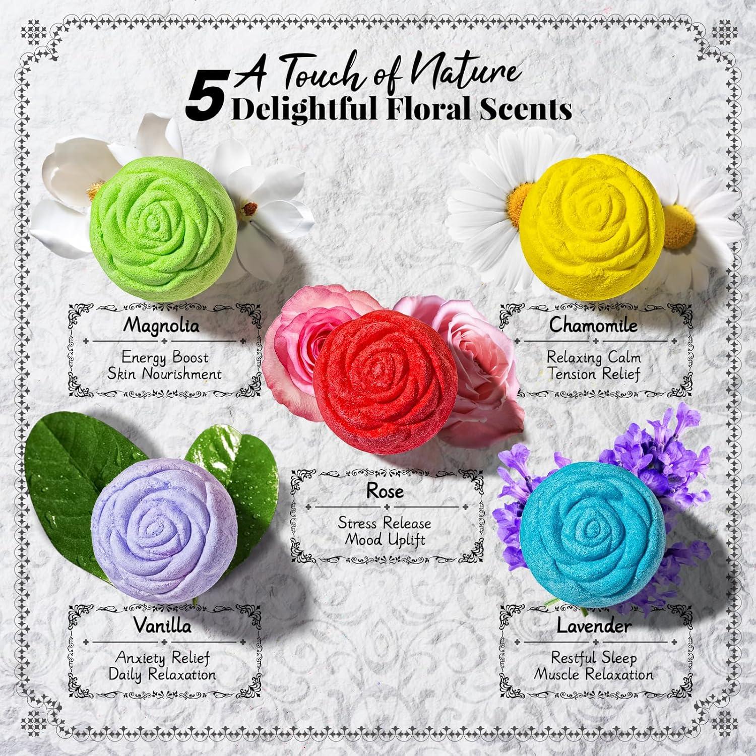 Juego de Bombas de Baño RelaxRose - 10 Piezas con Aromas Naturales