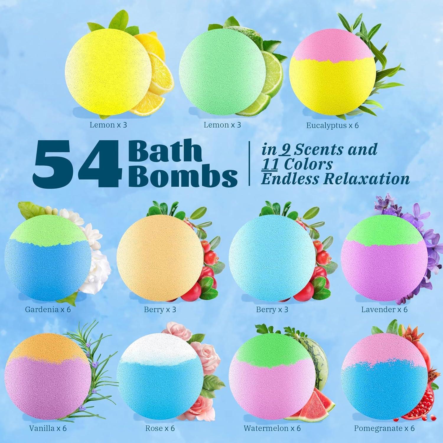 54 Bombas de Baño RelaxRose - Aromas Naturales y Colores Vibrantes