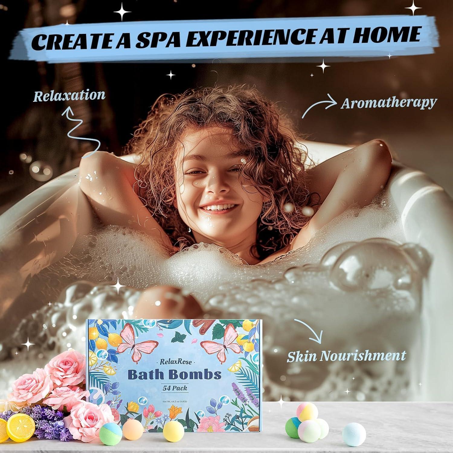 54 Bombas de Baño RelaxRose - Aromas Naturales y Colores Vibrantes