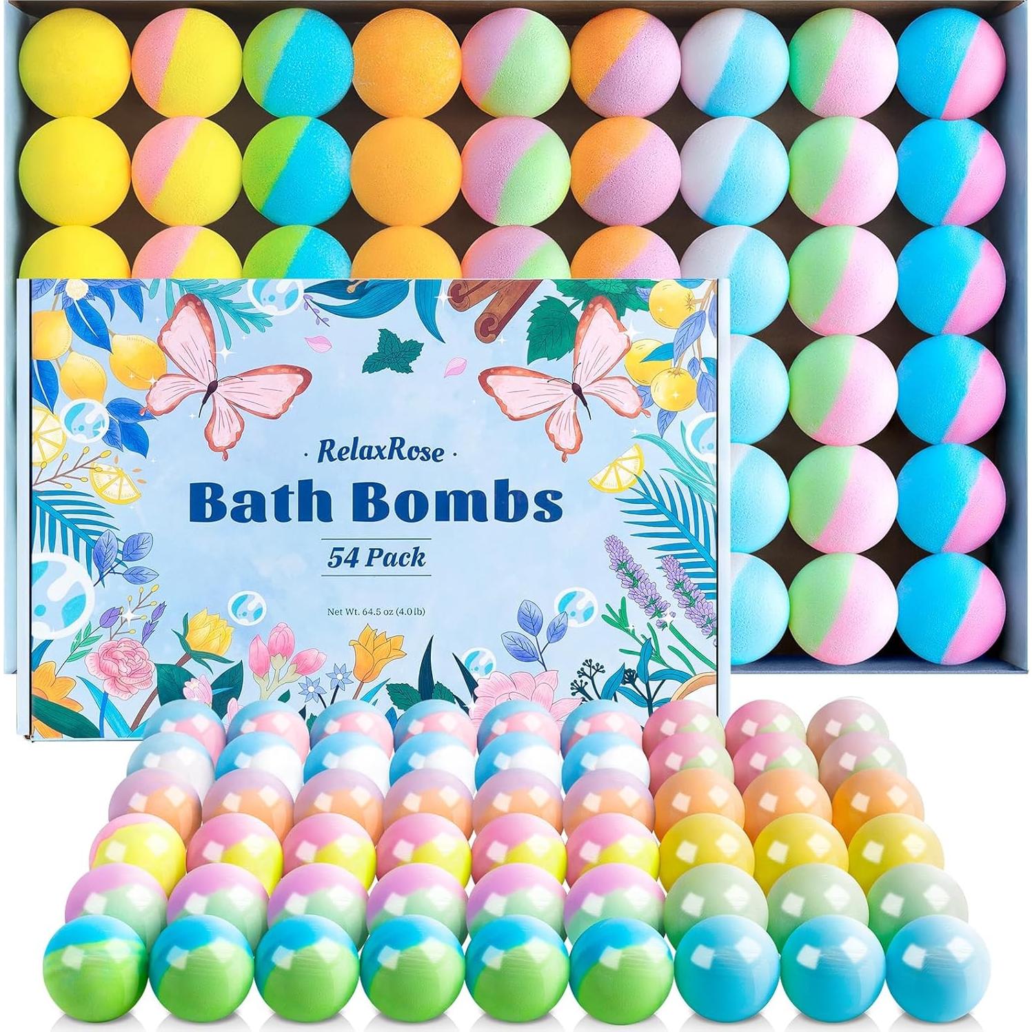54 Bombas de Baño RelaxRose - Aromas Naturales y Colores Vibrantes