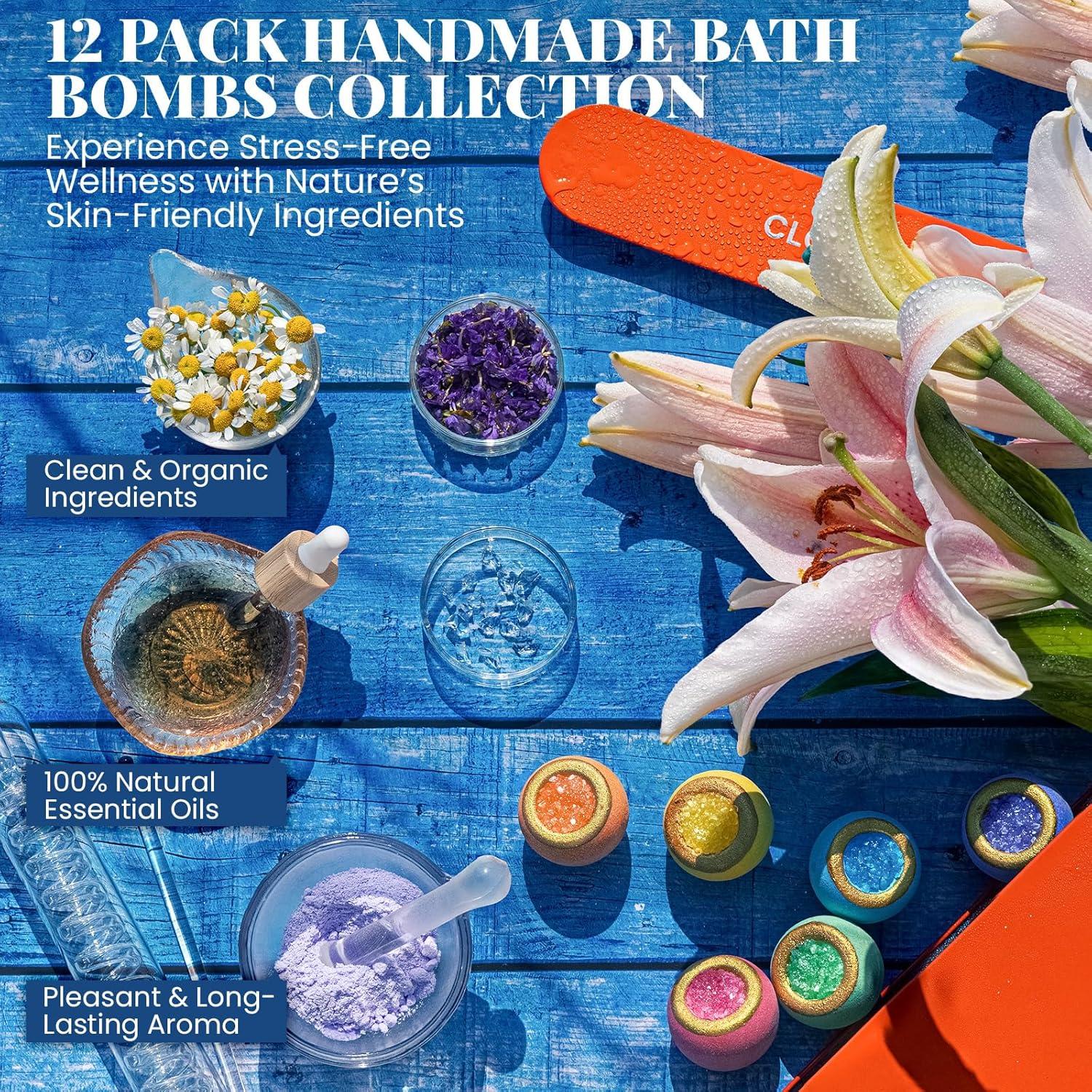 Juego de 12 Bombas de Baño de Cristal CLOUQUAR - Aromas Naturales