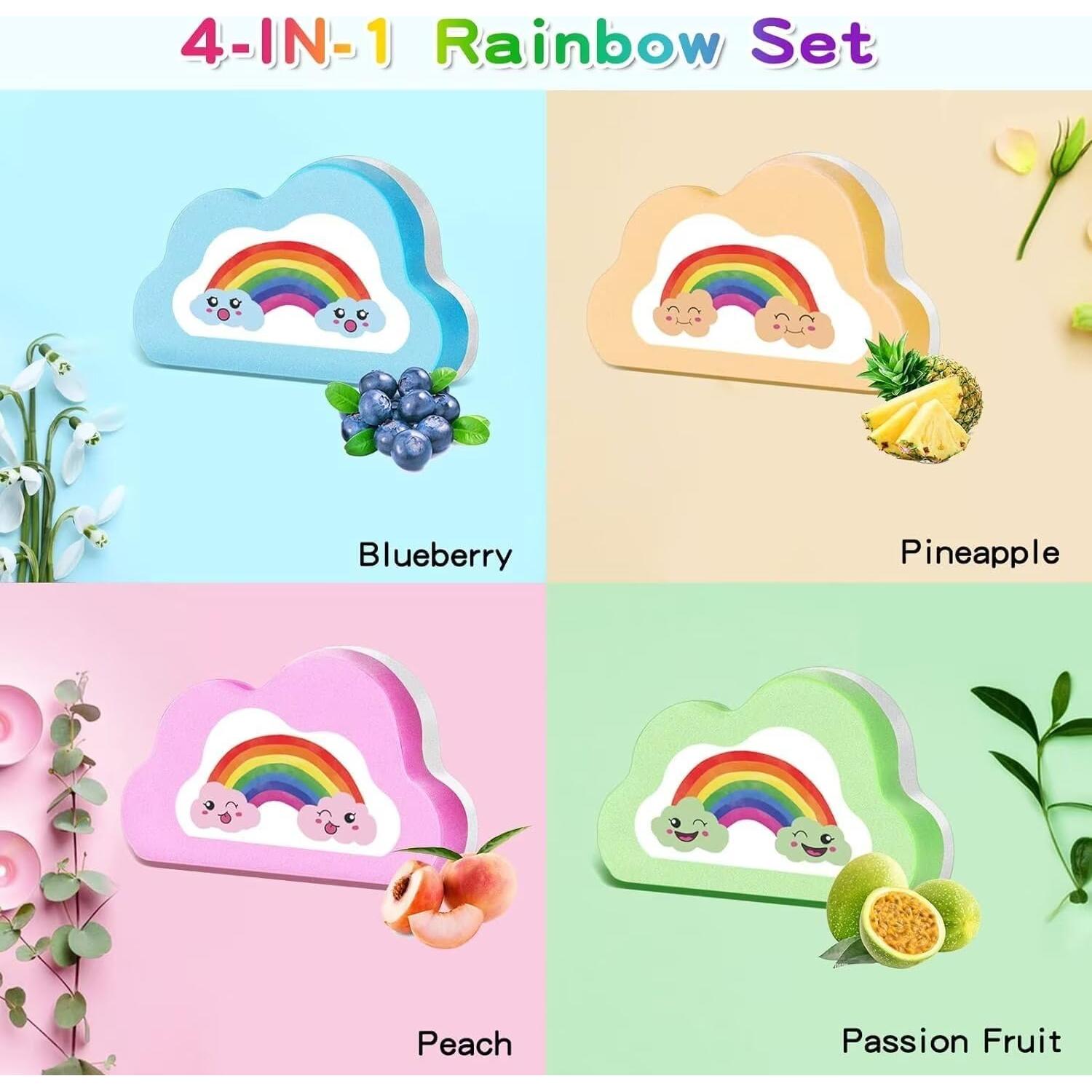 Juego de 4 Bombas de Baño Orgánicas Beauwell - Arcoíris