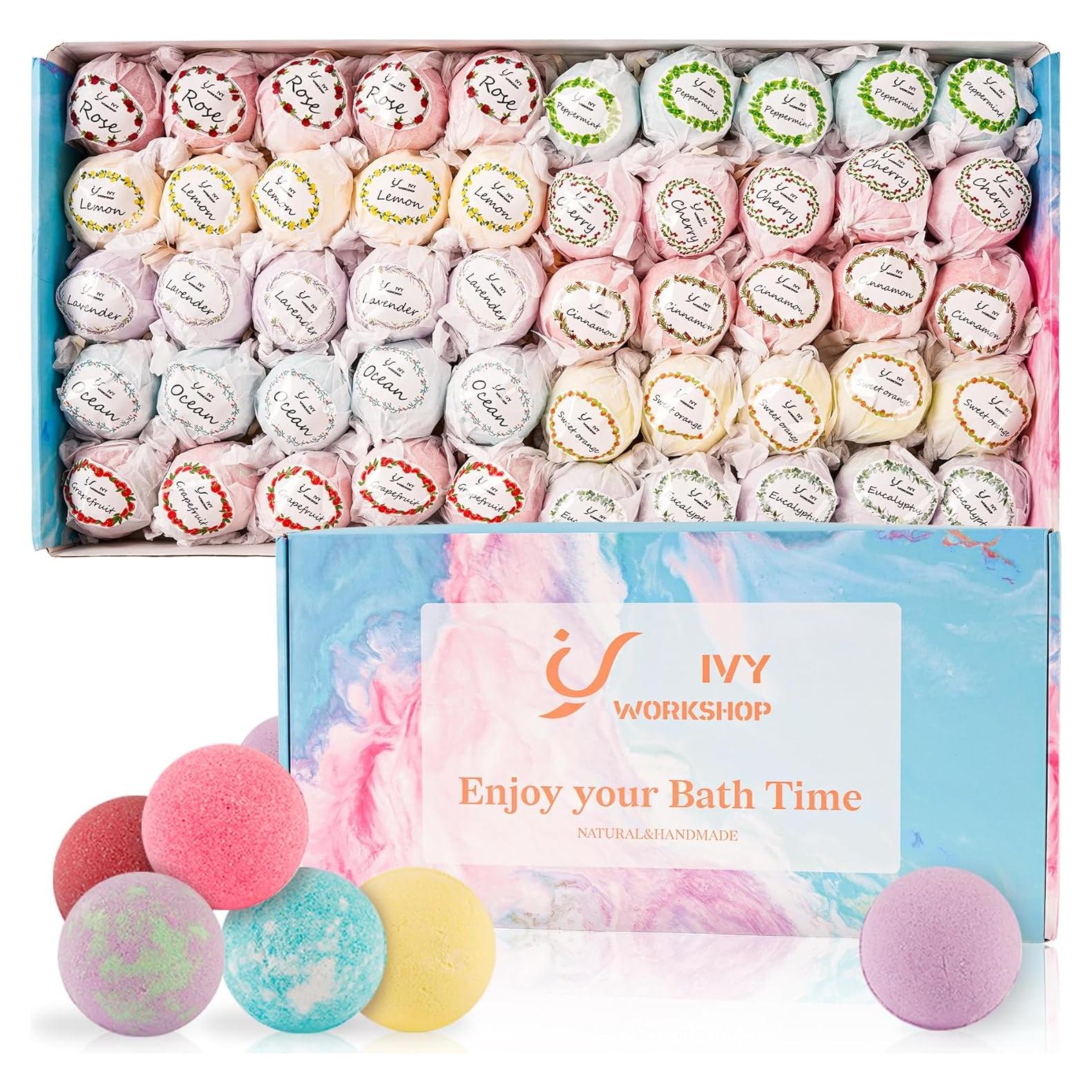 Juego de 50 Bombas de Baño Espumosas IvyWorkshop - Aromas Naturales