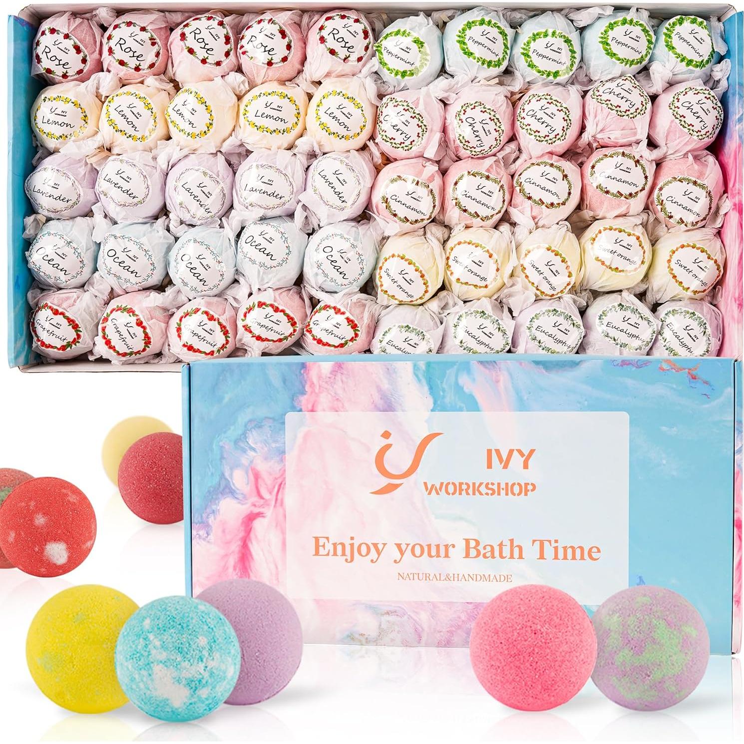 Juego de 50 Bombas de Baño Espumosas IvyWorkshop - Aromas Naturales
