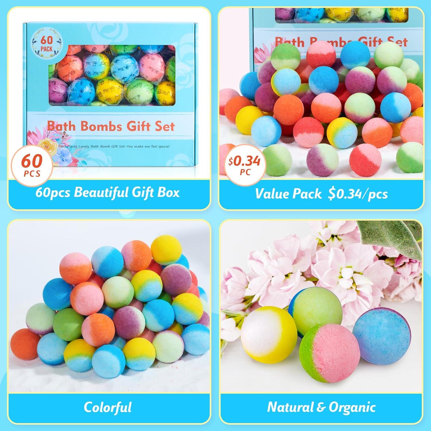 Juego de 60 Bombas de Baño Orgánicas PickMora - 6 Aromas