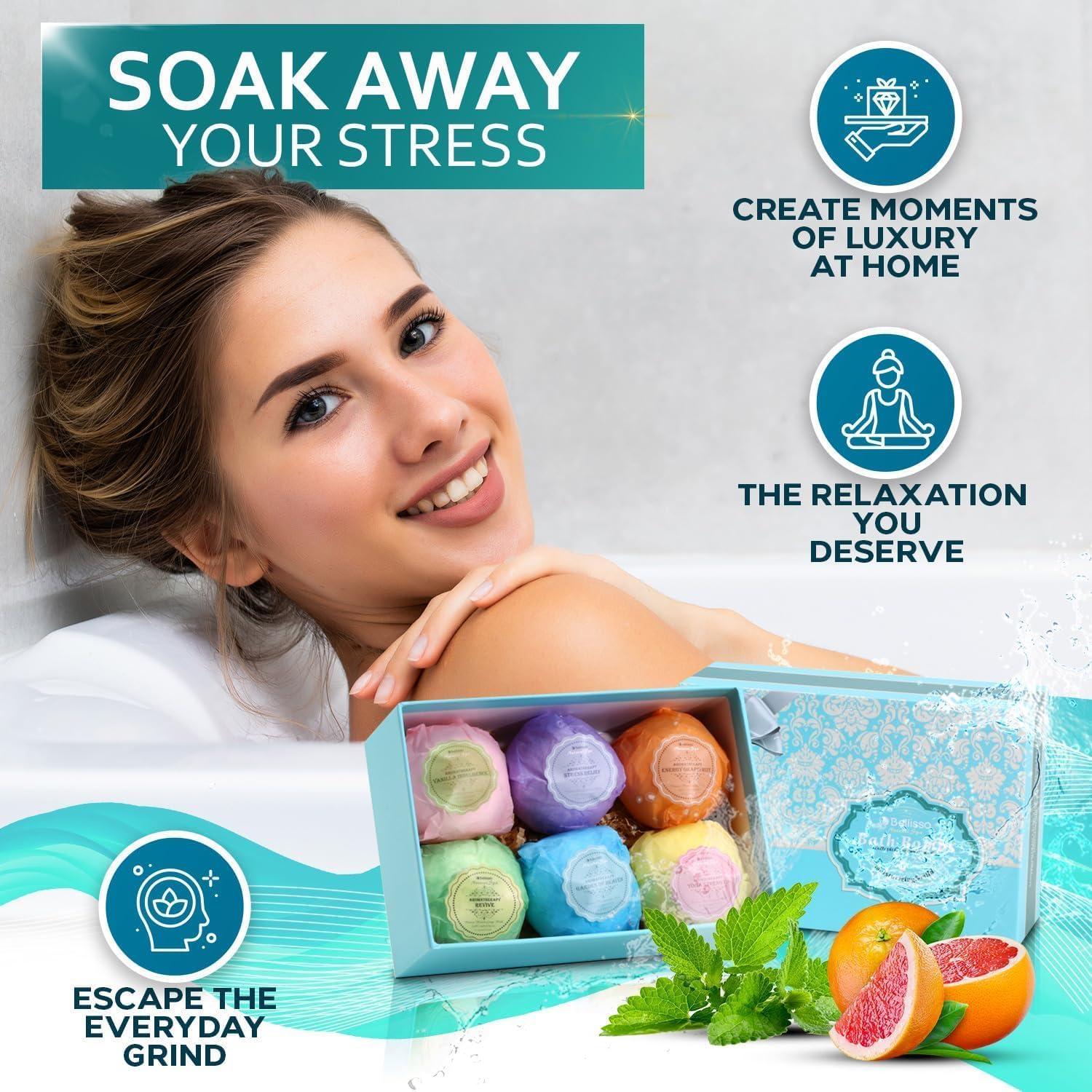 Juego de 6 Bombas de Baño Bellisso - 116g Cada Una con Aceites Esenciales