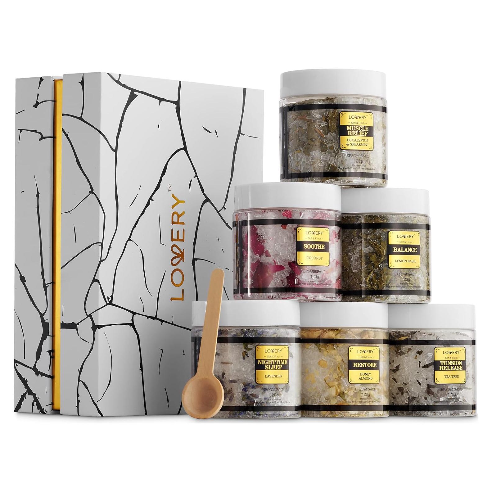 Set de Spa Lovery - 6 Sales de Baño Epsom Aromáticas 150g