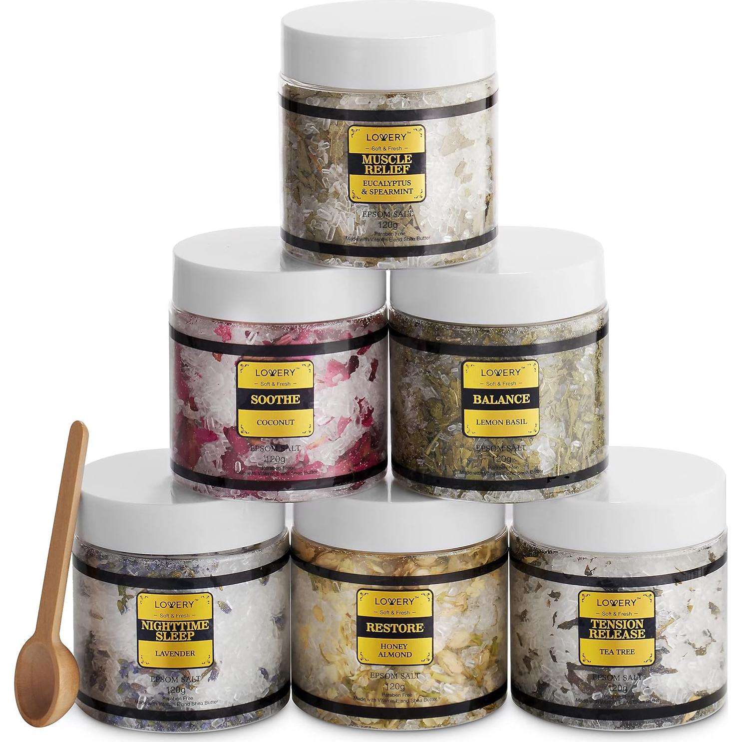 Set de Spa Lovery - 6 Sales de Baño Epsom Aromáticas 150g