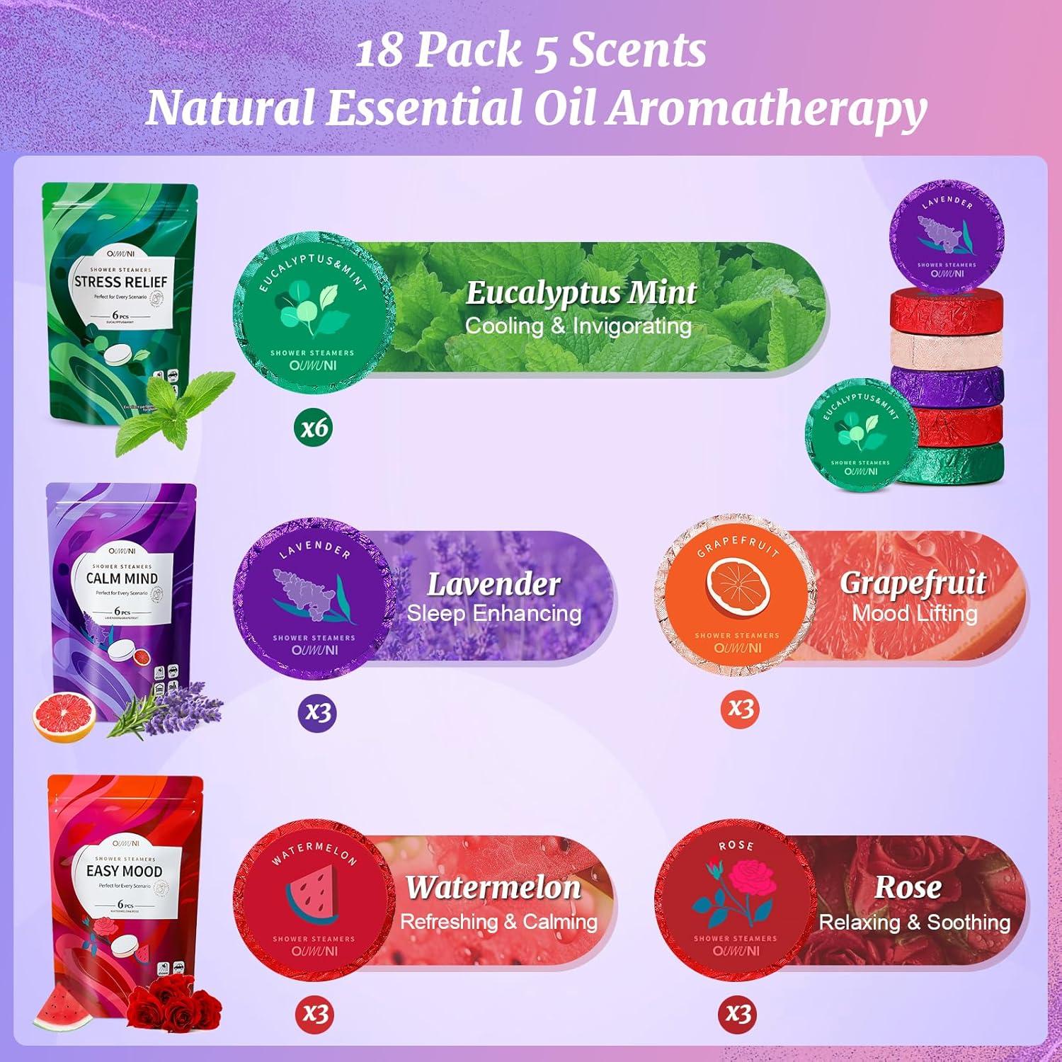 Bombas de Ducha Aromaterapia Ouwuni - Paquete de 18 Unidades