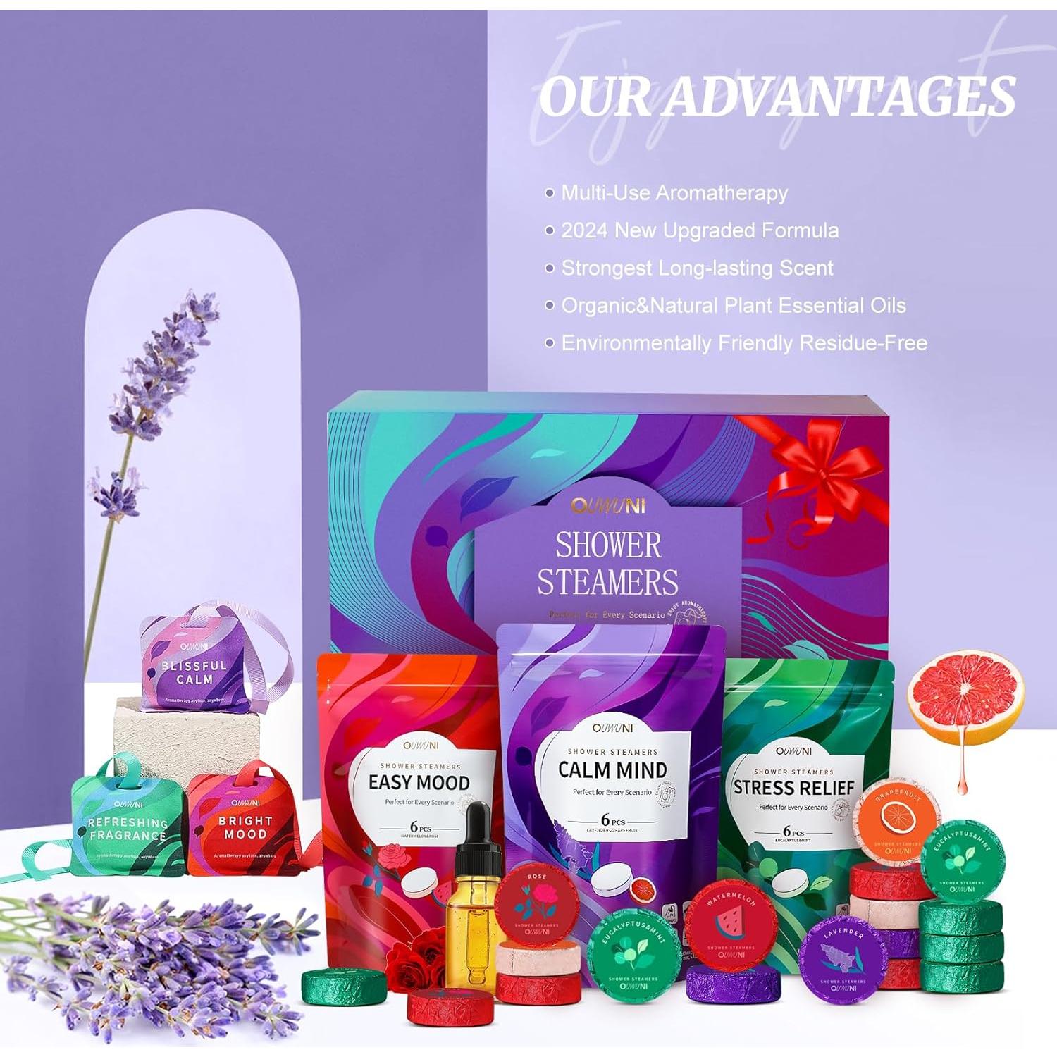 Bombas de Ducha Aromaterapia Ouwuni - Paquete de 18 Unidades