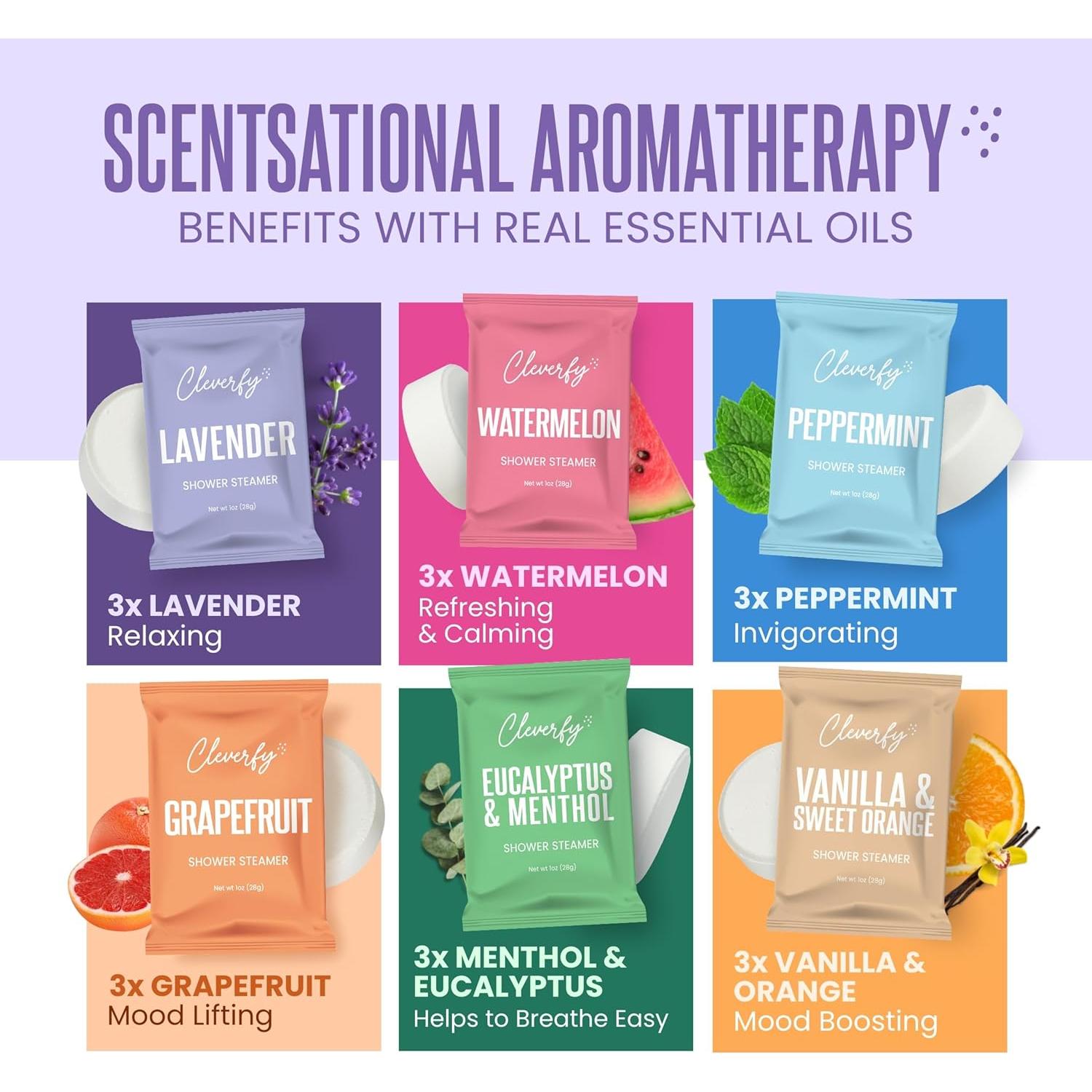 Bombas de Ducha Aromaterapia Cleverfy - 18 Tabletas Relajantes