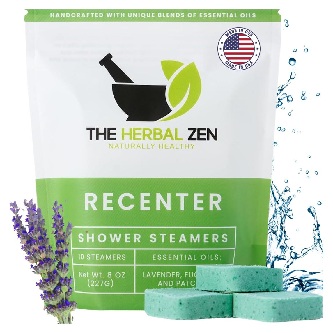 Bombas de Ducha Aromaterapia Recenter con Lavanda y Eucalipto