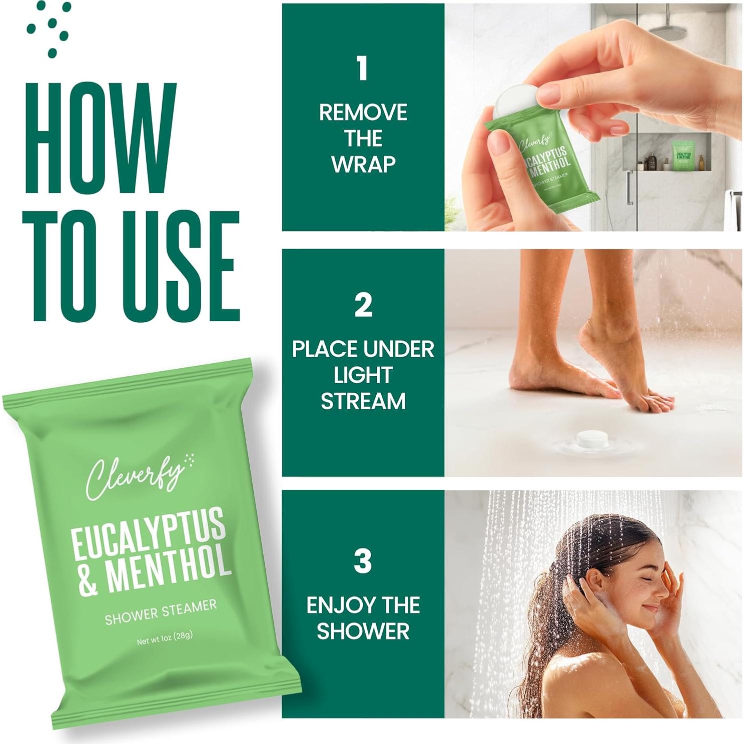 Bombas de Ducha Aromaterapia Cleverfy Eucalipto 18 Tabletas