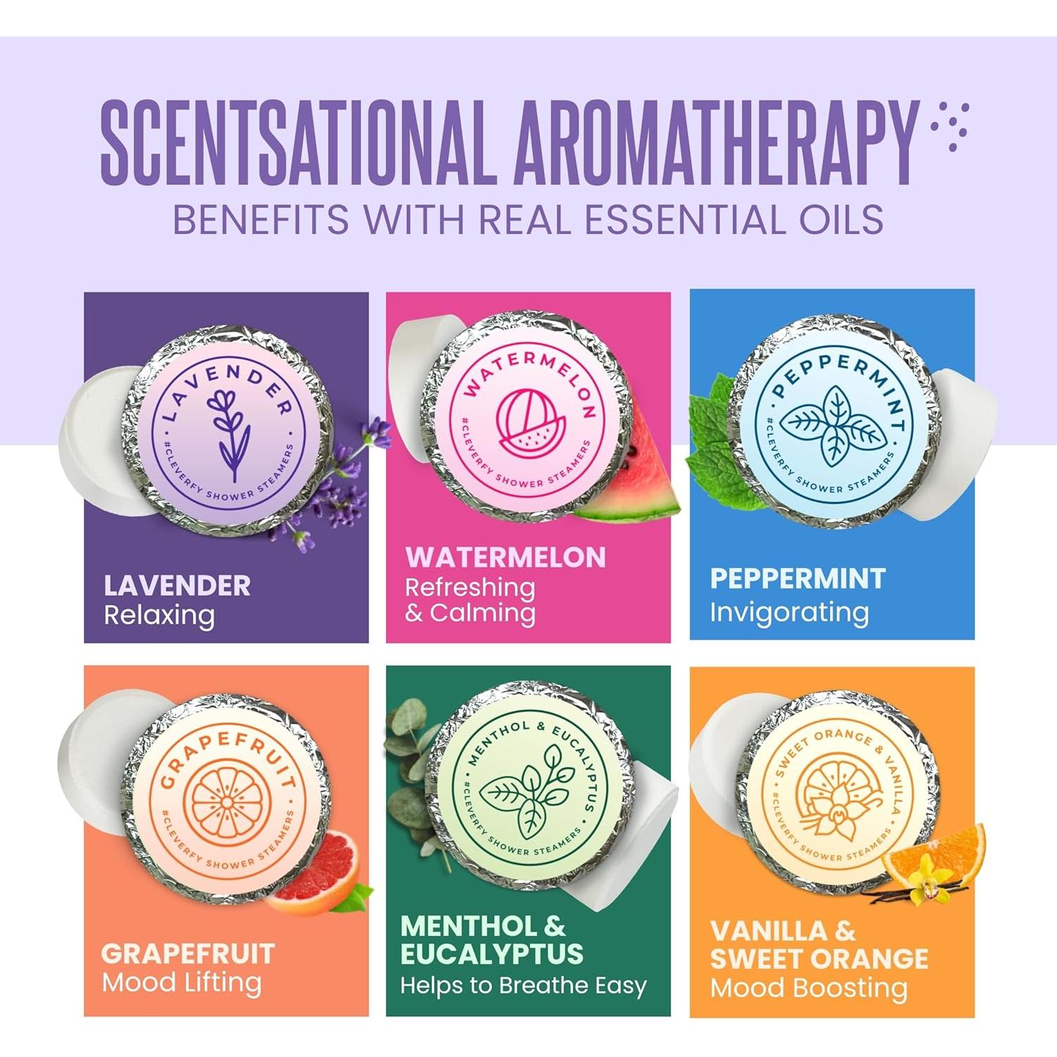 Bombas de Ducha Aromaterapia Cleverfy - 12 Tabletas Relajantes