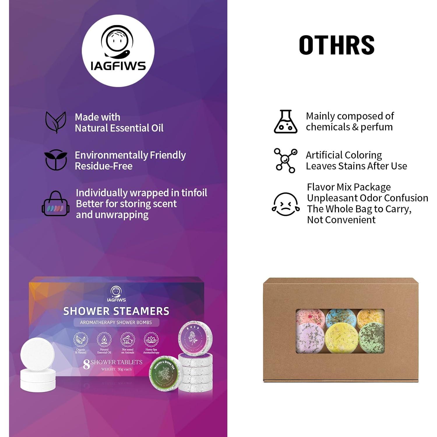 Bombas de Ducha Aromaterapia IAGFIWS 8 Piezas Aceites Esenciales