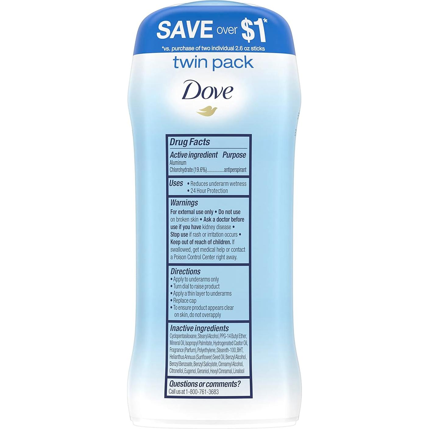 Desodorante Antitranspirante Dove Invisible Solid 73.71 g x2