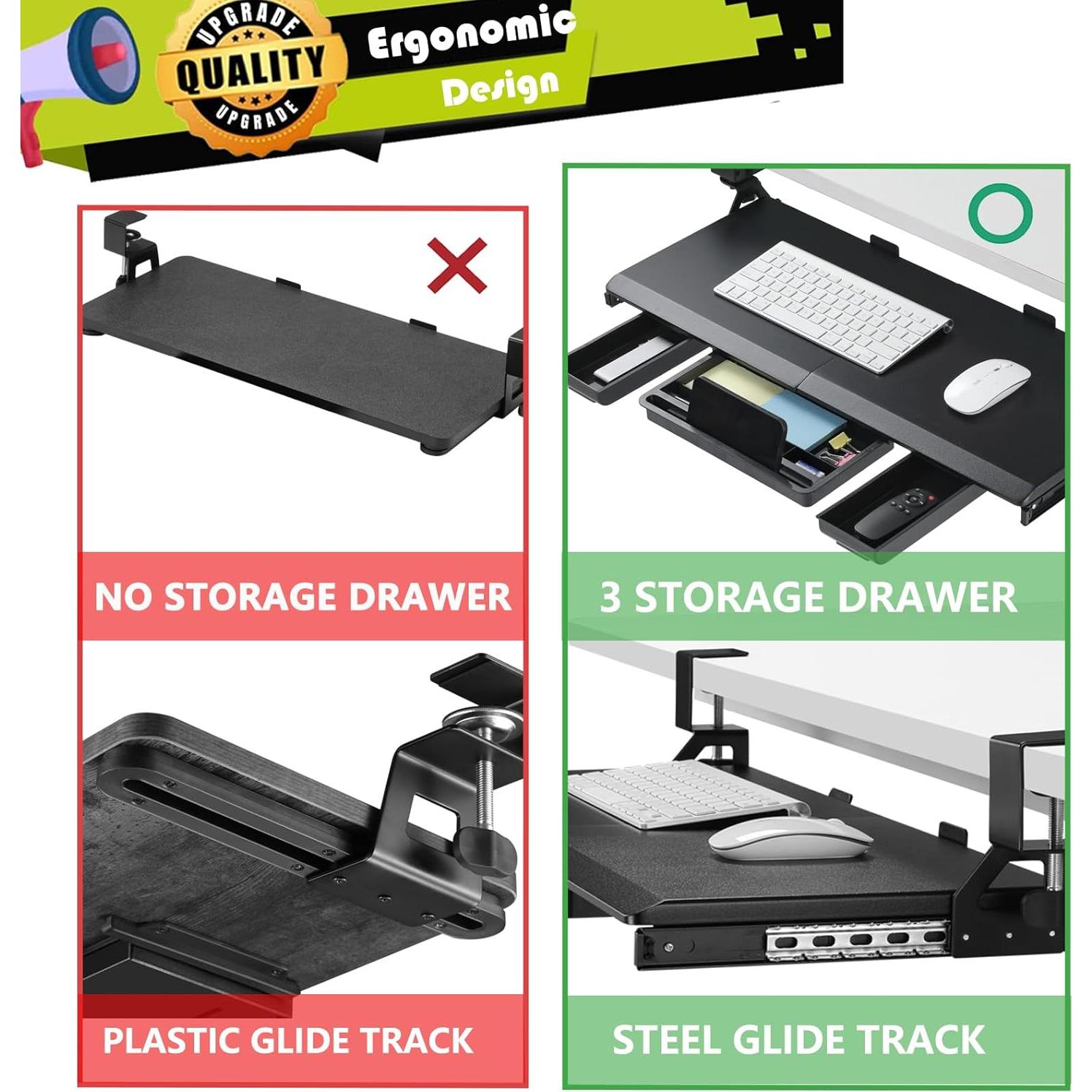 Bandeja de Teclado Ergonomica ETHU para Escritorio en L 67.9x31cm