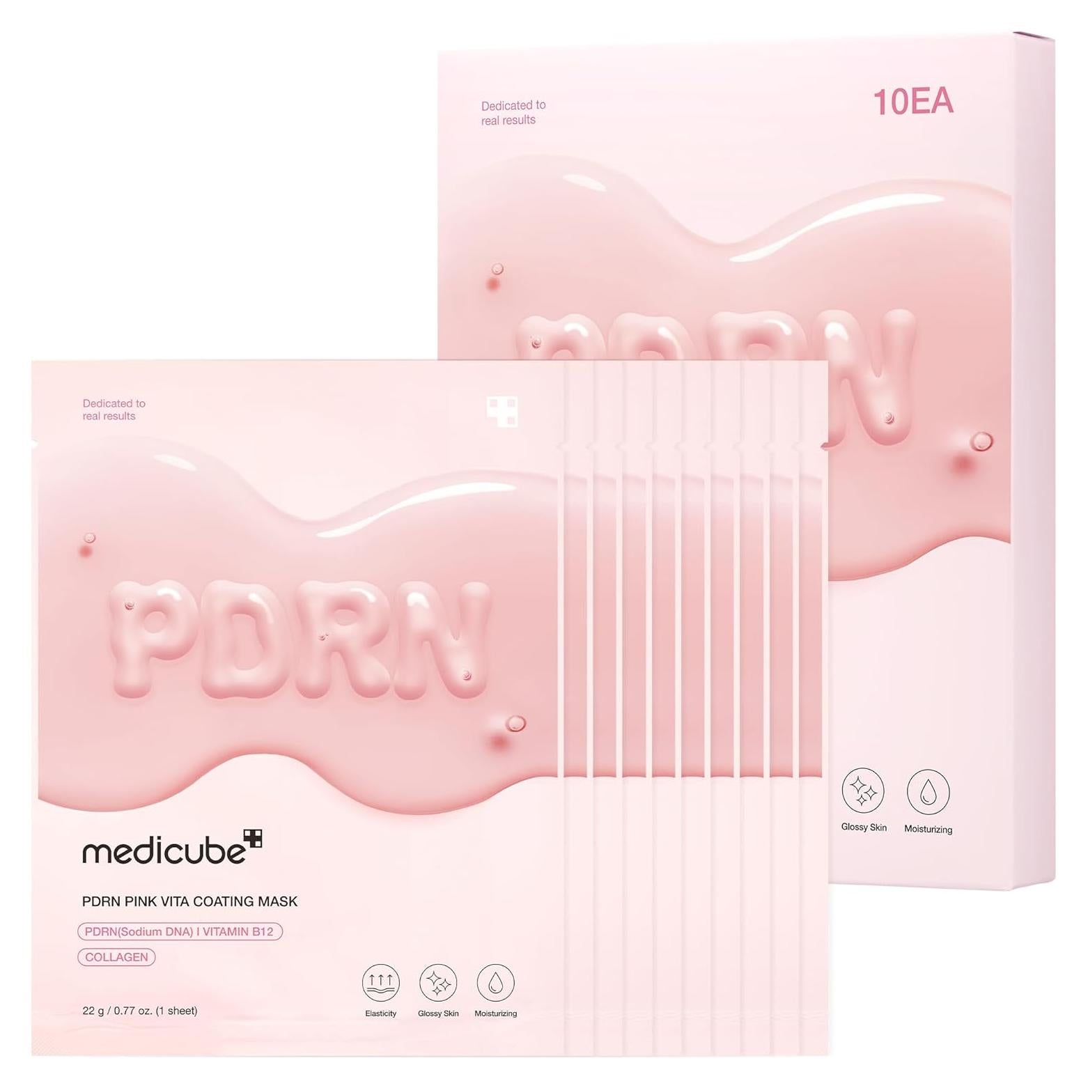 Máscara de Hoja Medicube Rosa PDRN de Salmón 10EA - Hidratante