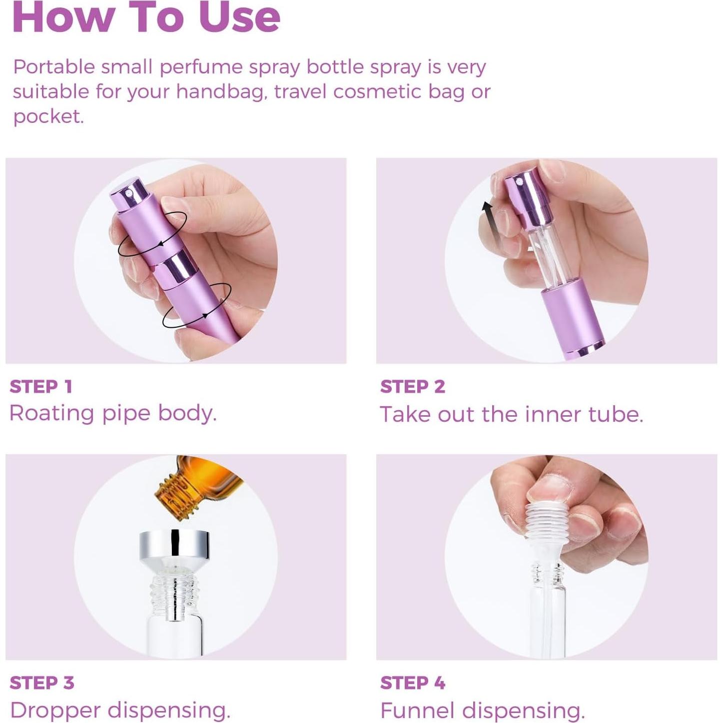 Set de 3 Botellas Rellenables de Perfume Augwontior 8ml