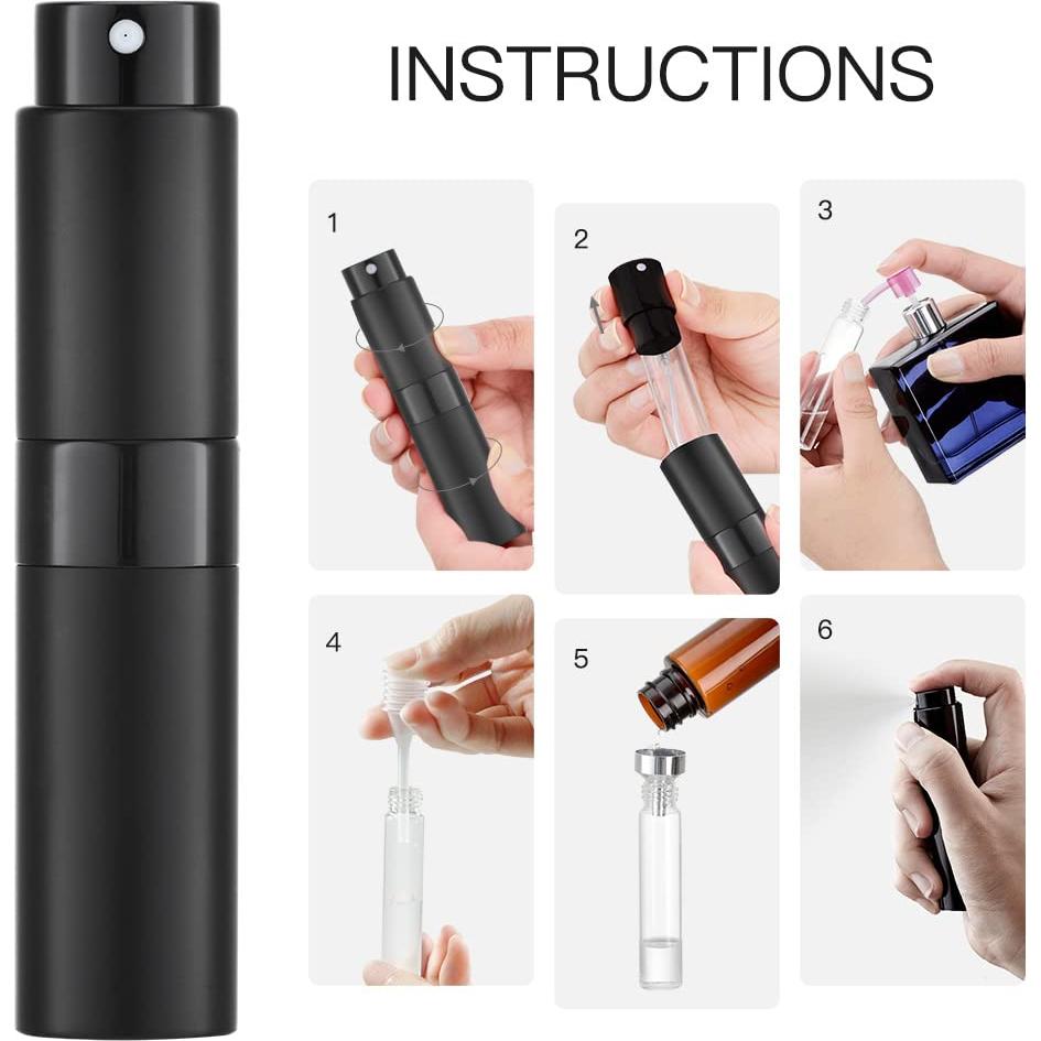 Botella Spray Atomizador 8ml Lisapack Negro Mate Recargable