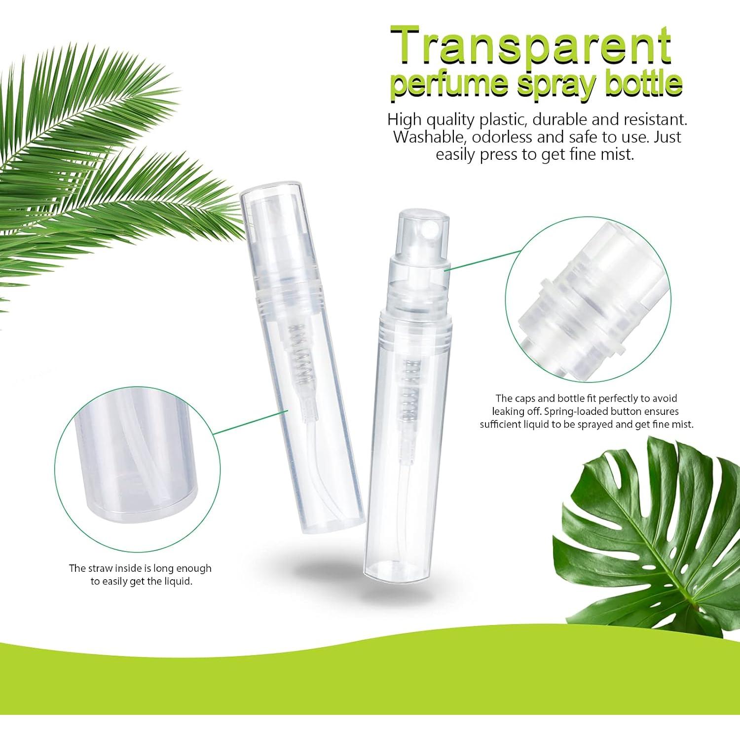 Fandamei 60 Botellas Mini Spray 3ml Plástico Claro