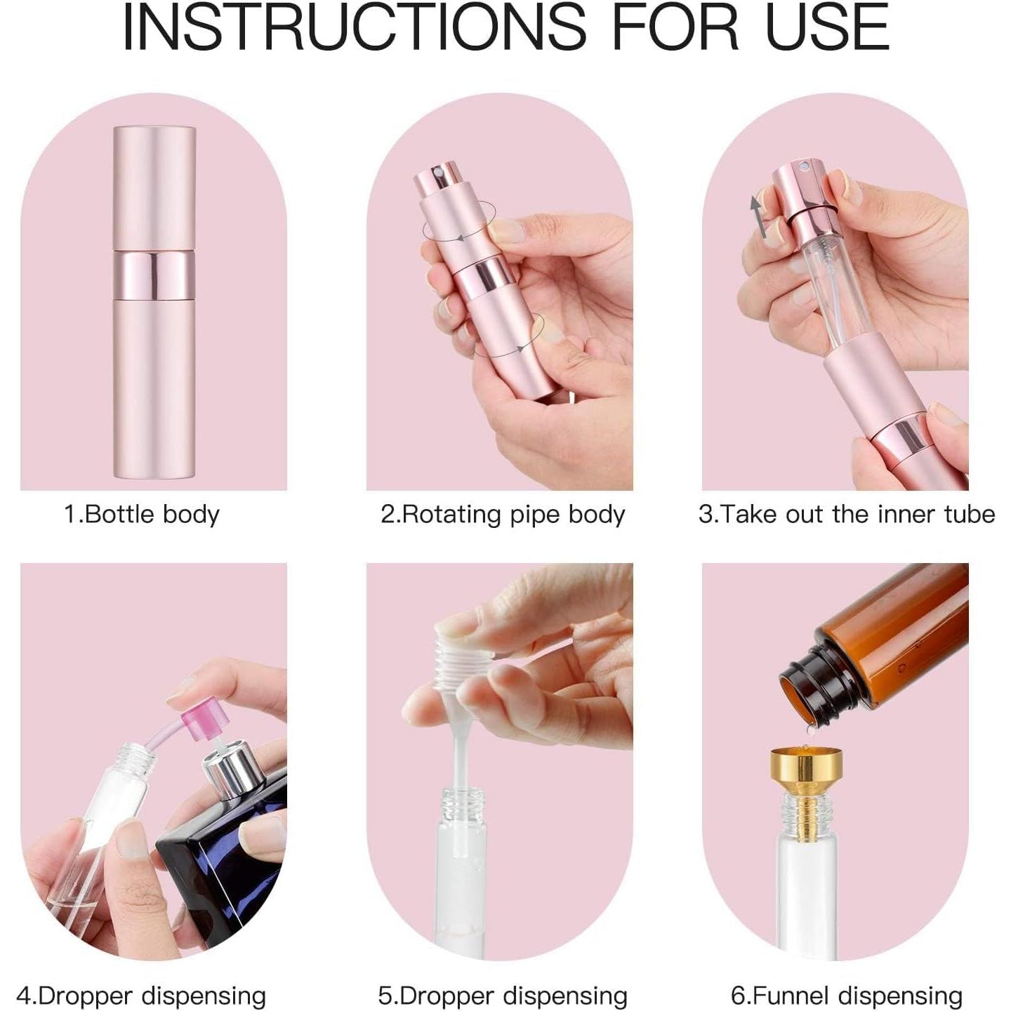 Atomizador de Perfume Rellenable Tekson 8ml Rosa y Púrpura