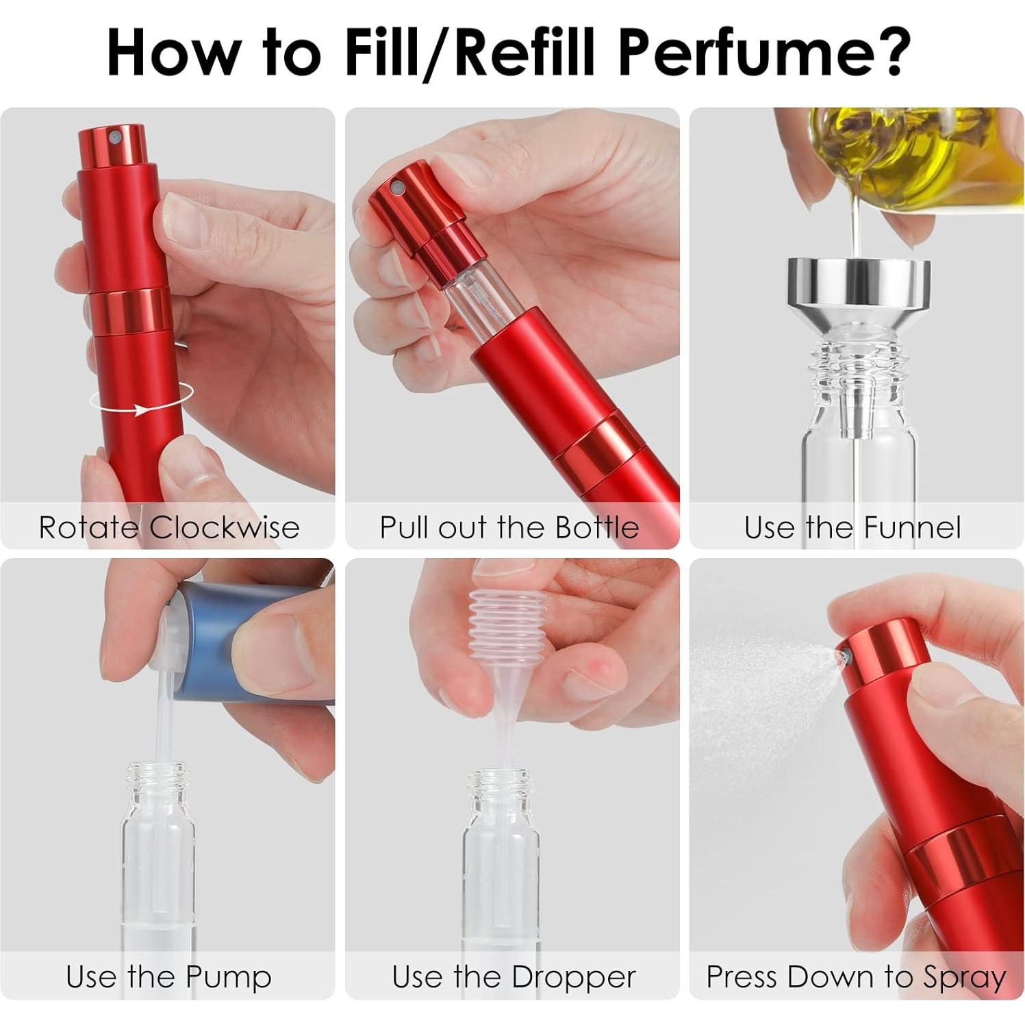 Botellas de Atomizador de Perfume Rellenables Saiveina 8ml - Set de 4