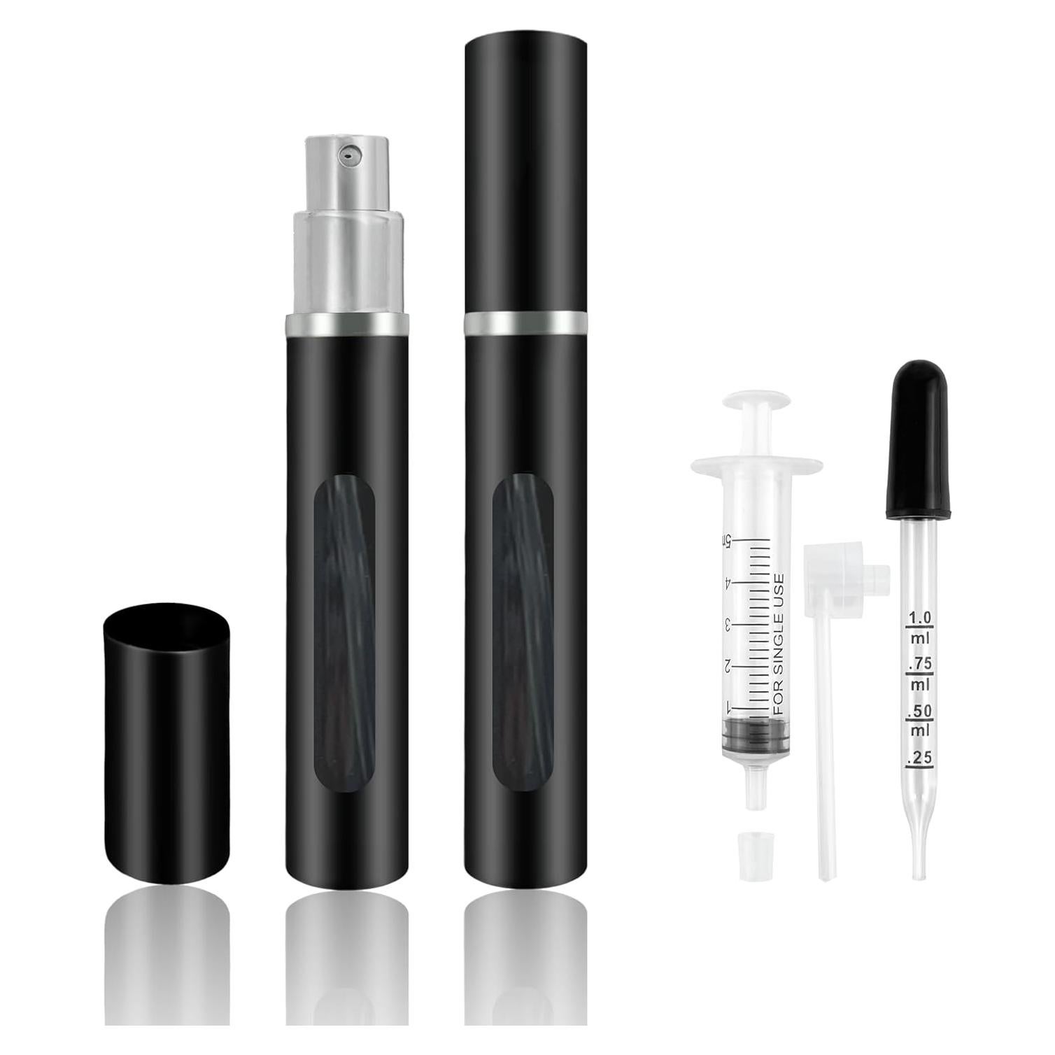 2 Botellas Atomizadoras de Perfume Recargables Kewjug 5ml Negro