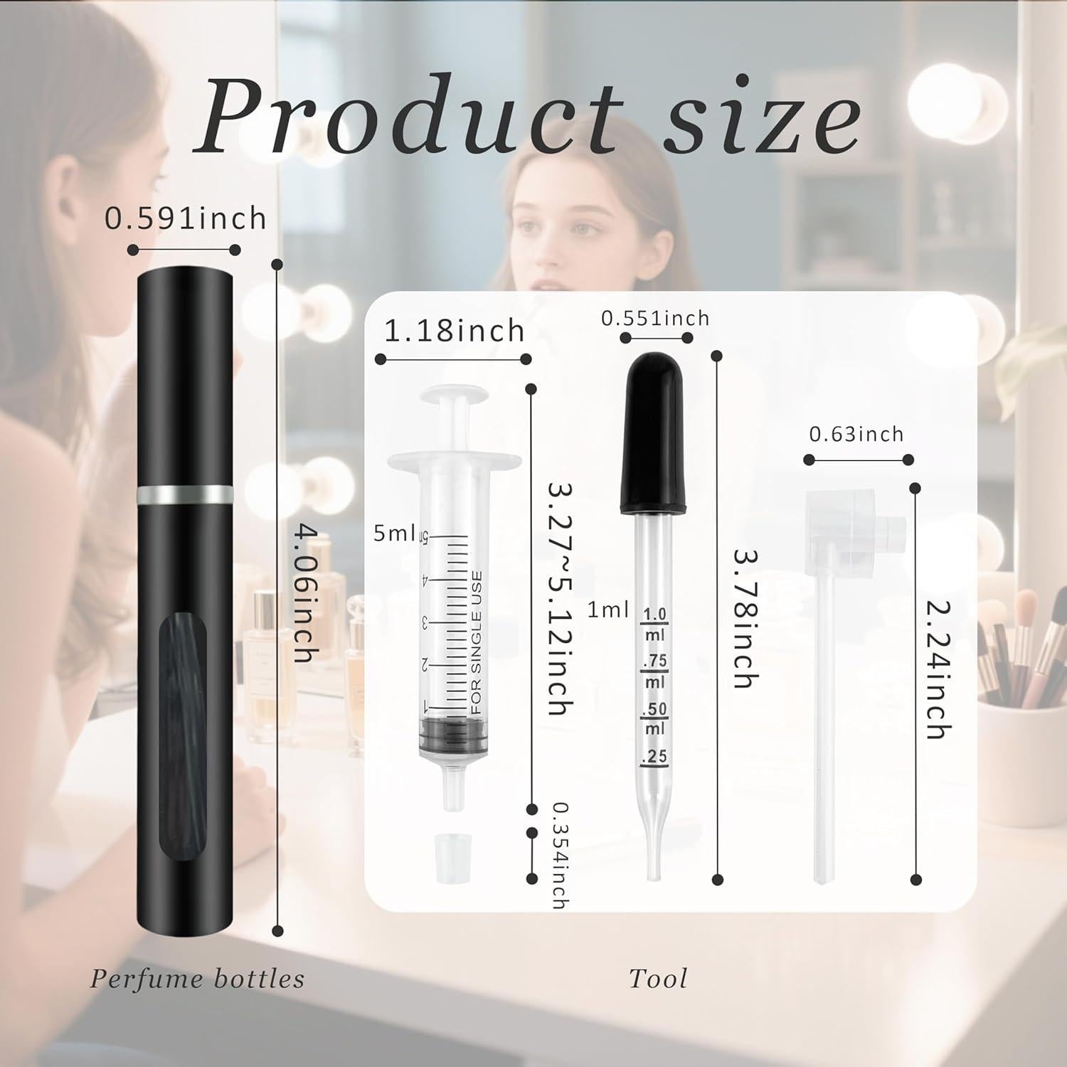 2 Botellas Atomizadoras de Perfume Recargables Kewjug 5ml Negro