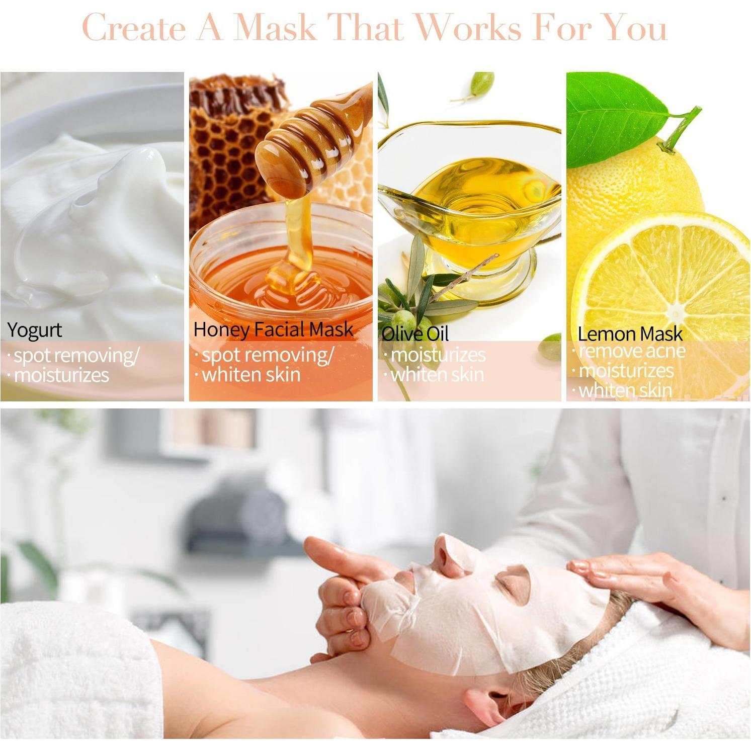 100 Piezas Máscara Facial Comprimida Algodón Natural + Tazón