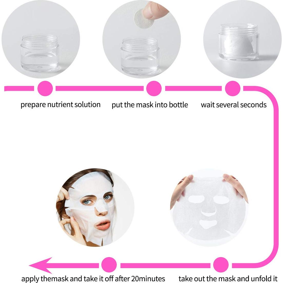 100 Piezas Máscara Facial Comprimida Algodón Natural + Tazón