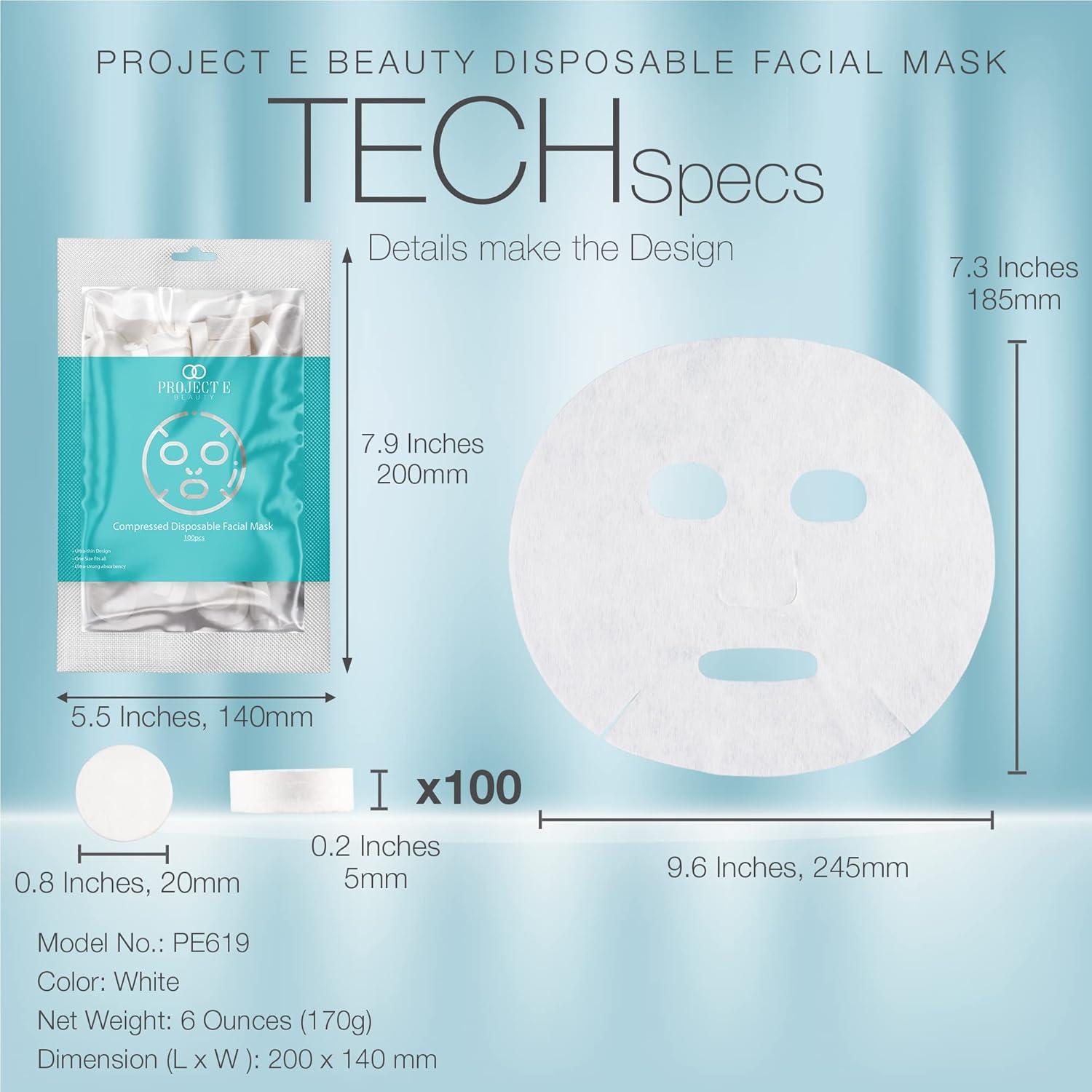 Mascarillas Faciales Comprimidas Project E Beauty - 100 Piezas