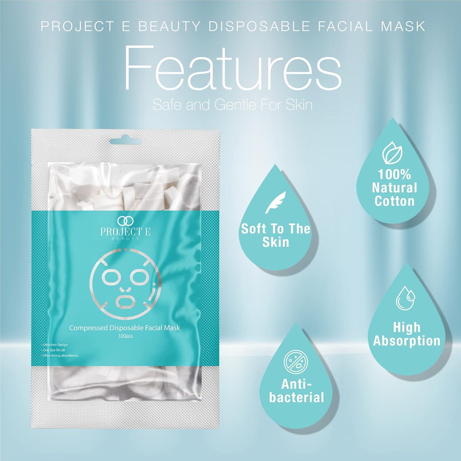 Mascarillas Faciales Comprimidas Project E Beauty - 100 Piezas
