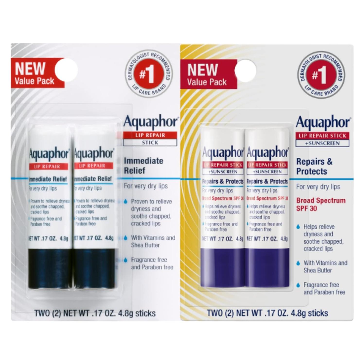 Conjunto Balsamo Labial Aquaphor SPF 30 4.8g x 4 Unidades