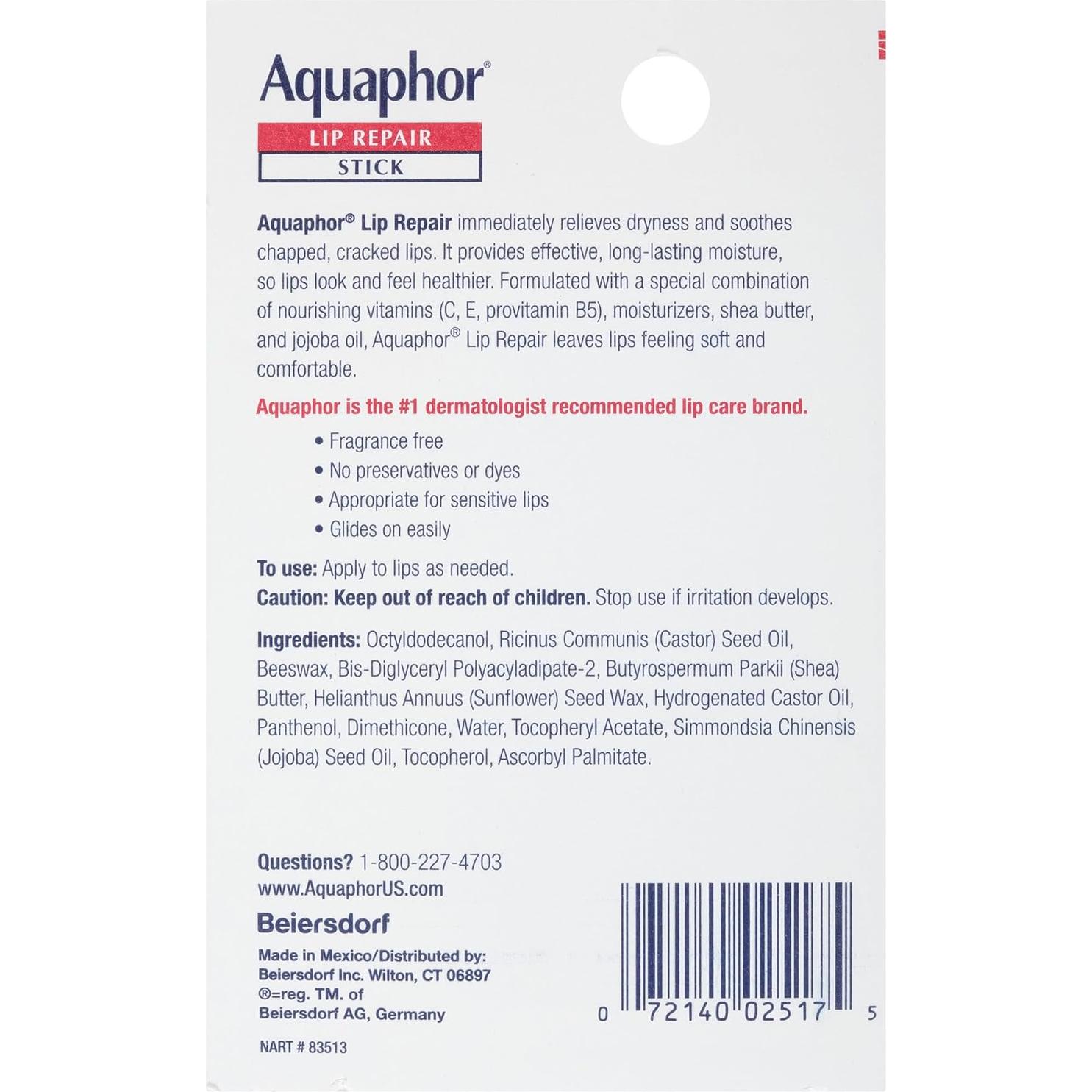 Conjunto Balsamo Labial Aquaphor SPF 30 4.8g x 4 Unidades