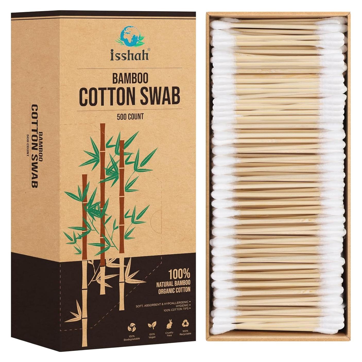 Hisopos de Algodón de Bambú Isshah - 500 Unidades Biodegradables